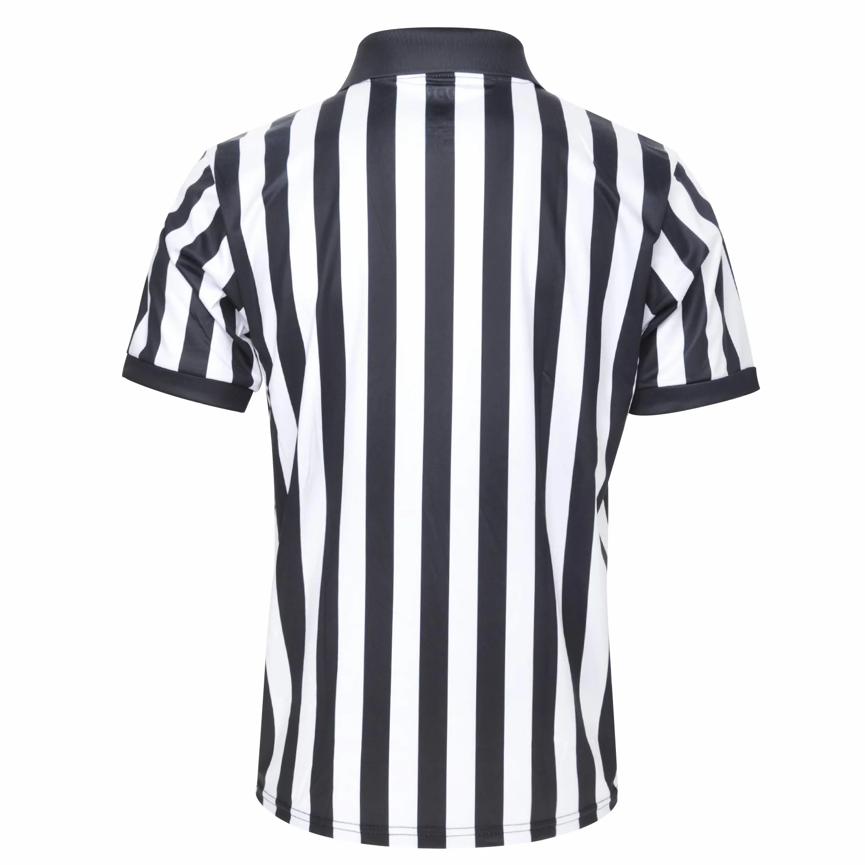 TopTie Polo árbitro Manga Corta Camiseta Rayas Negras y Blancas Cremallera 1/4