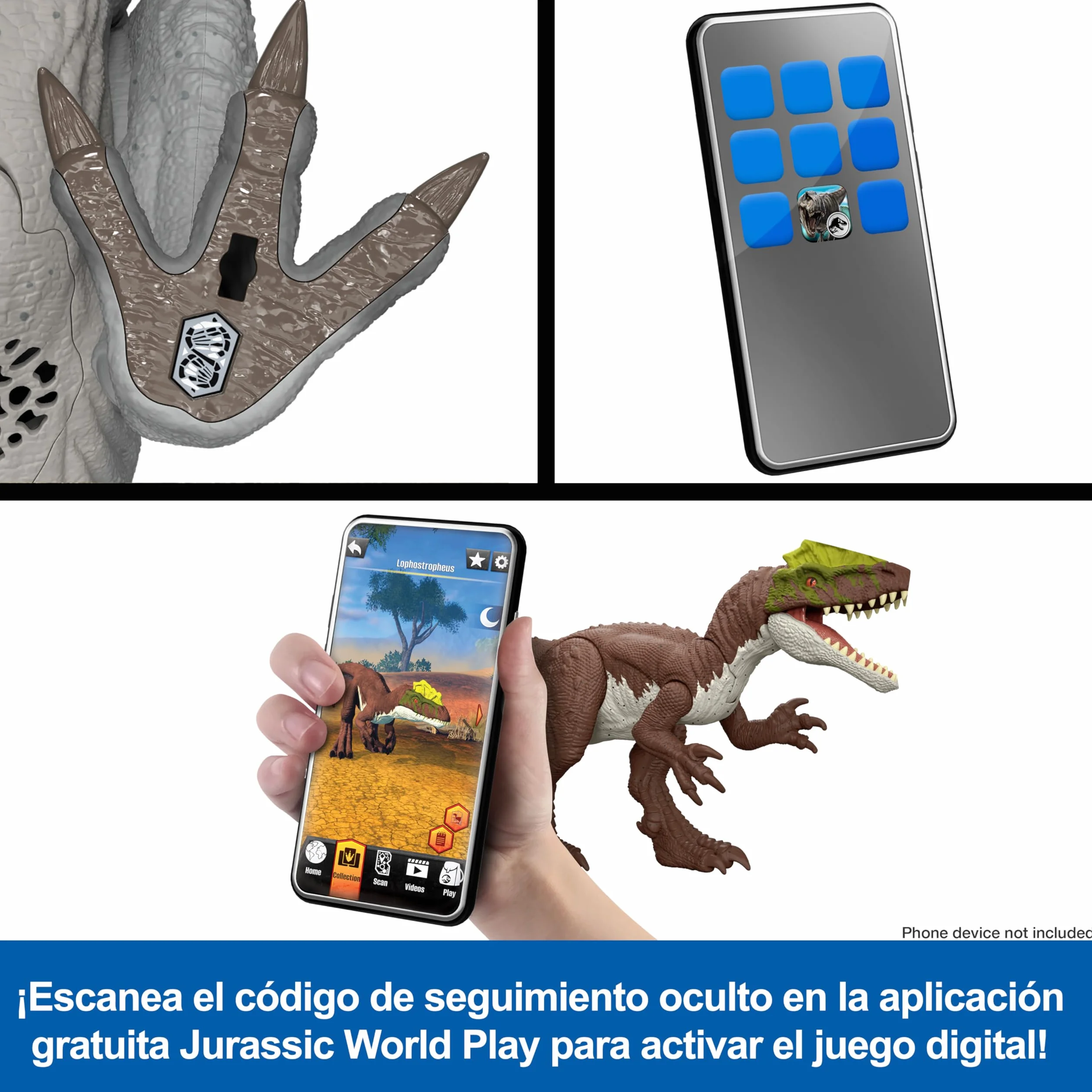 Mattel Jurassic World: El Renacer Mosasaurio Mordedor y minifigura de Dilofosaurio, figura articulada de dinosaurio JJP80