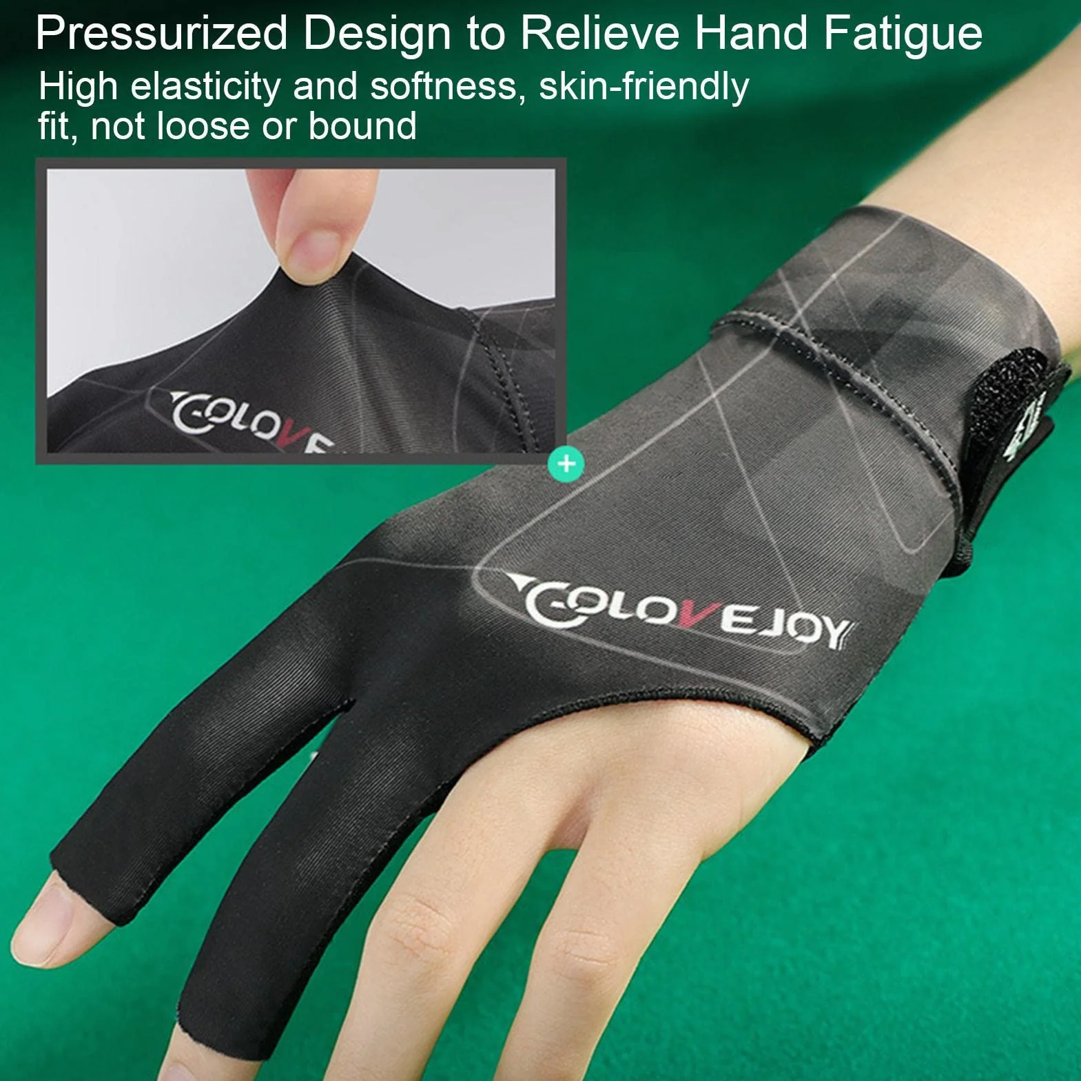 Guantes billar profesionales antideslizantes 3 dedos para mano izquierda