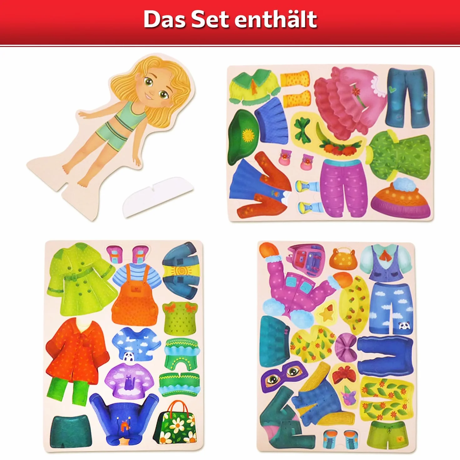 MAGNIKON Muñeca magnética de Eva la muñeca, muñecos magnéticos para vestir, muñecos magnéticos, juguetes para viajar, libro de vestir, juego magnético con 46 imanes