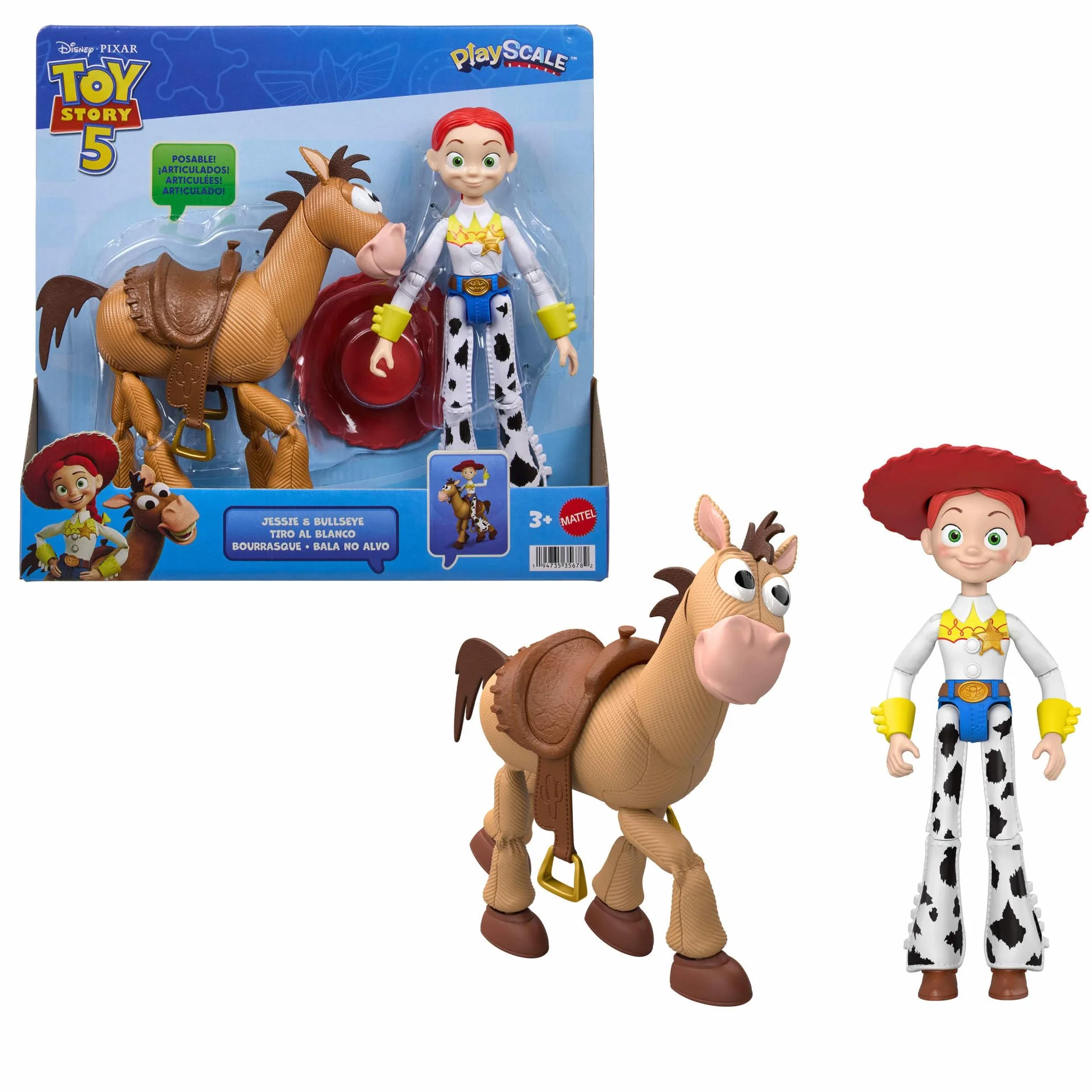 Mattel Disney Pixar Toy Story 5 Pack 2 Figuras de acción articuladas 17,78 cm Jessie y Perdigón JKV21