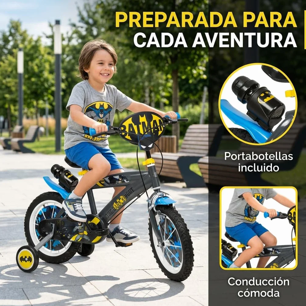 TOIMSA Bicicleta 14" Batman 4/6 Ños, Multicolor, 14913