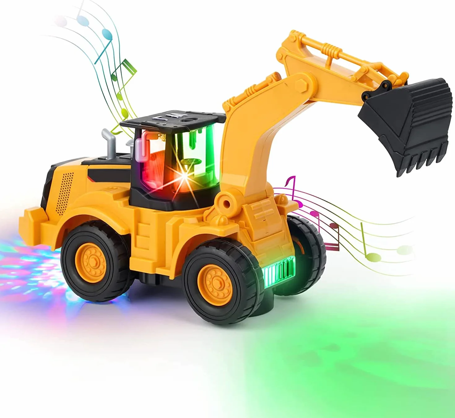 Kiztoys&1 Juguetes de Excavadora, Caminar automático con Sonido y luz vehículo vehículos de construcción, Excavadora de Juguetes para niños con Luces y música múltiple para niños 3 4 5 6 7 años