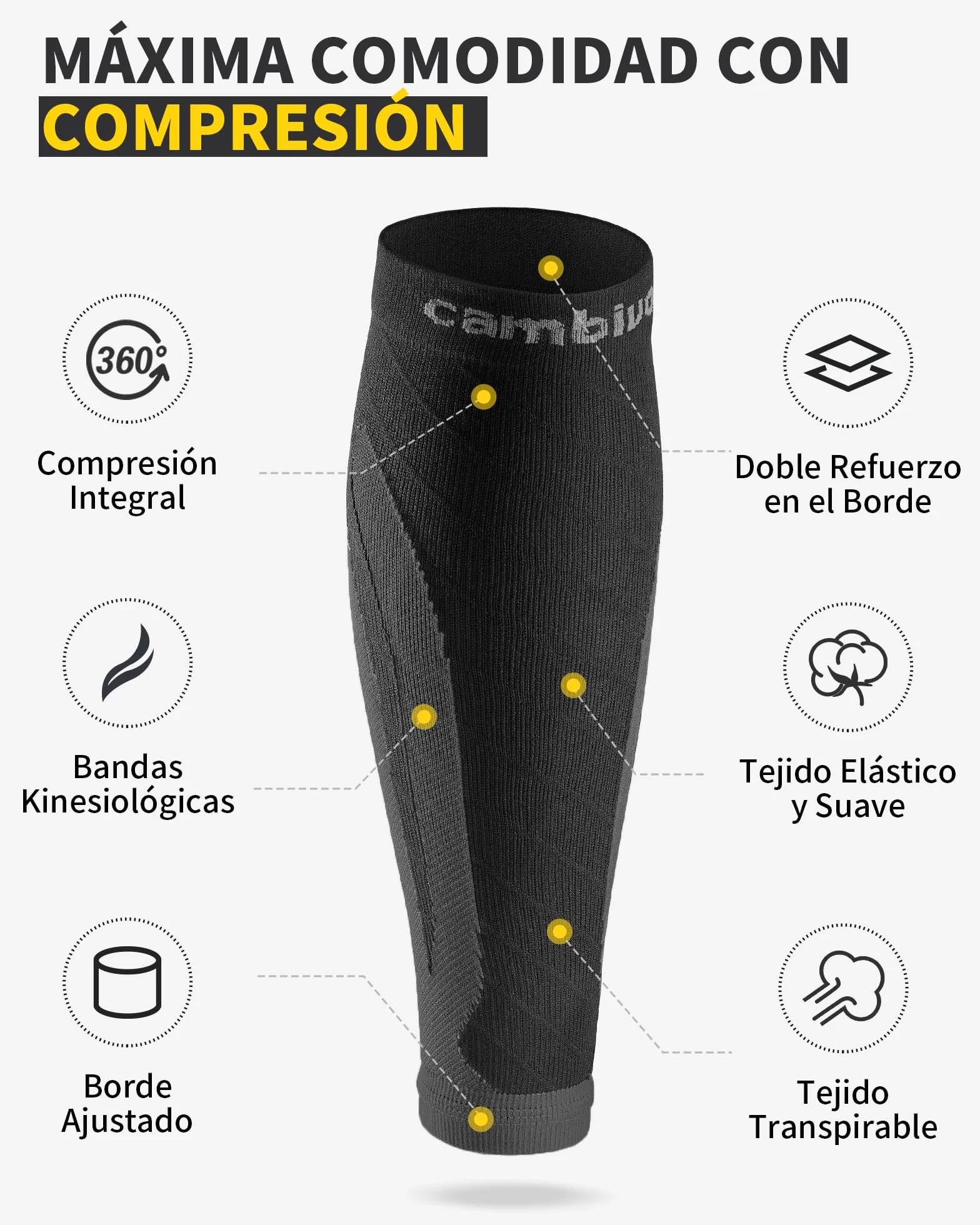 CAMBIVO Medias Compresivas 2 Pares, Calcetines Compresión Mujer Hombre para Deporte Running Ciclismo