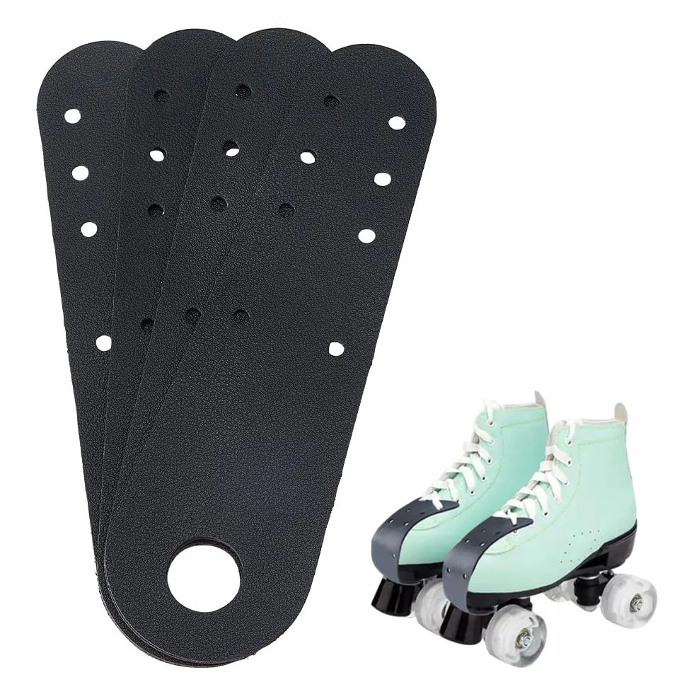 SUPERFINDINGS protectores de piel sintética para patines de ruedas, puntera plana negra