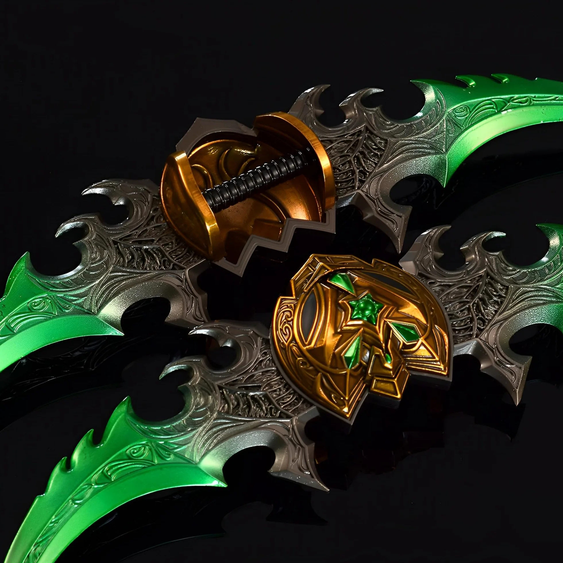 Wow Warglaive of Azzinoth Modelo, Longitud 22Cm, Juego De 2 Piezas, Embalaje De Cartón, con Soporte De Exhibición, Juego Coleccionable Totalmente De Metal