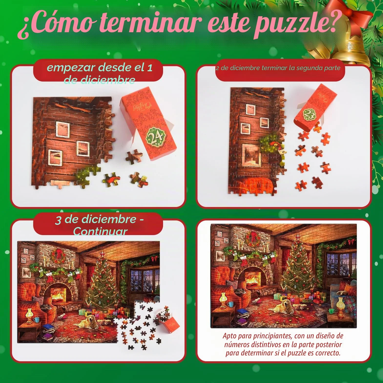 HappyGoLucky Calendario Adviento 2025 Adultos, Puzzle 1000 Piezas Adultos Regalo Navidad para Mujer Hombre y Niño Niña Calendarios de Adviento Adolescentes Regalos Originales para Amigas Parejas