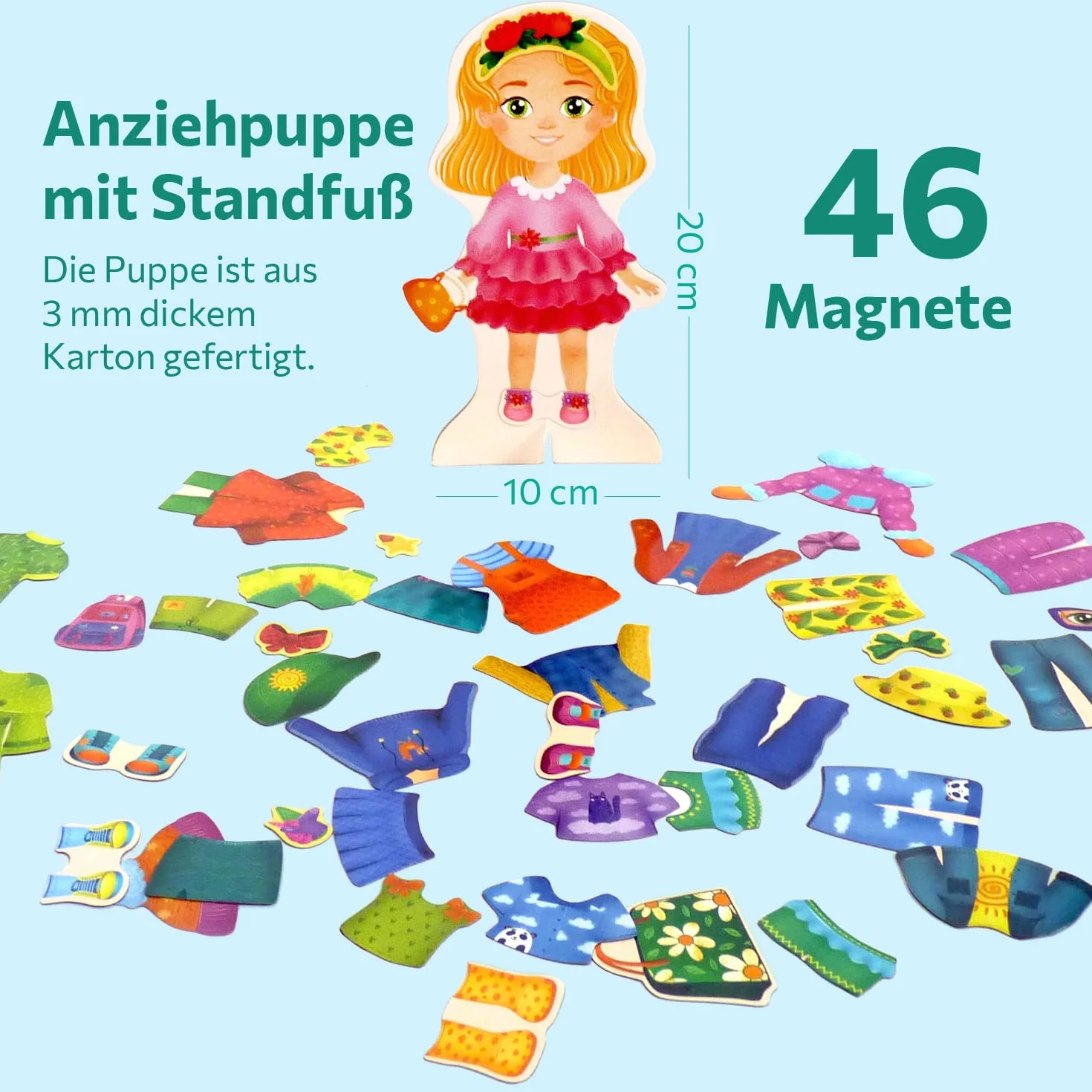 MAGNIKON Muñeca magnética de Eva la muñeca, muñecos magnéticos para vestir, muñecos magnéticos, juguetes para viajar, libro de vestir, juego magnético con 46 imanes