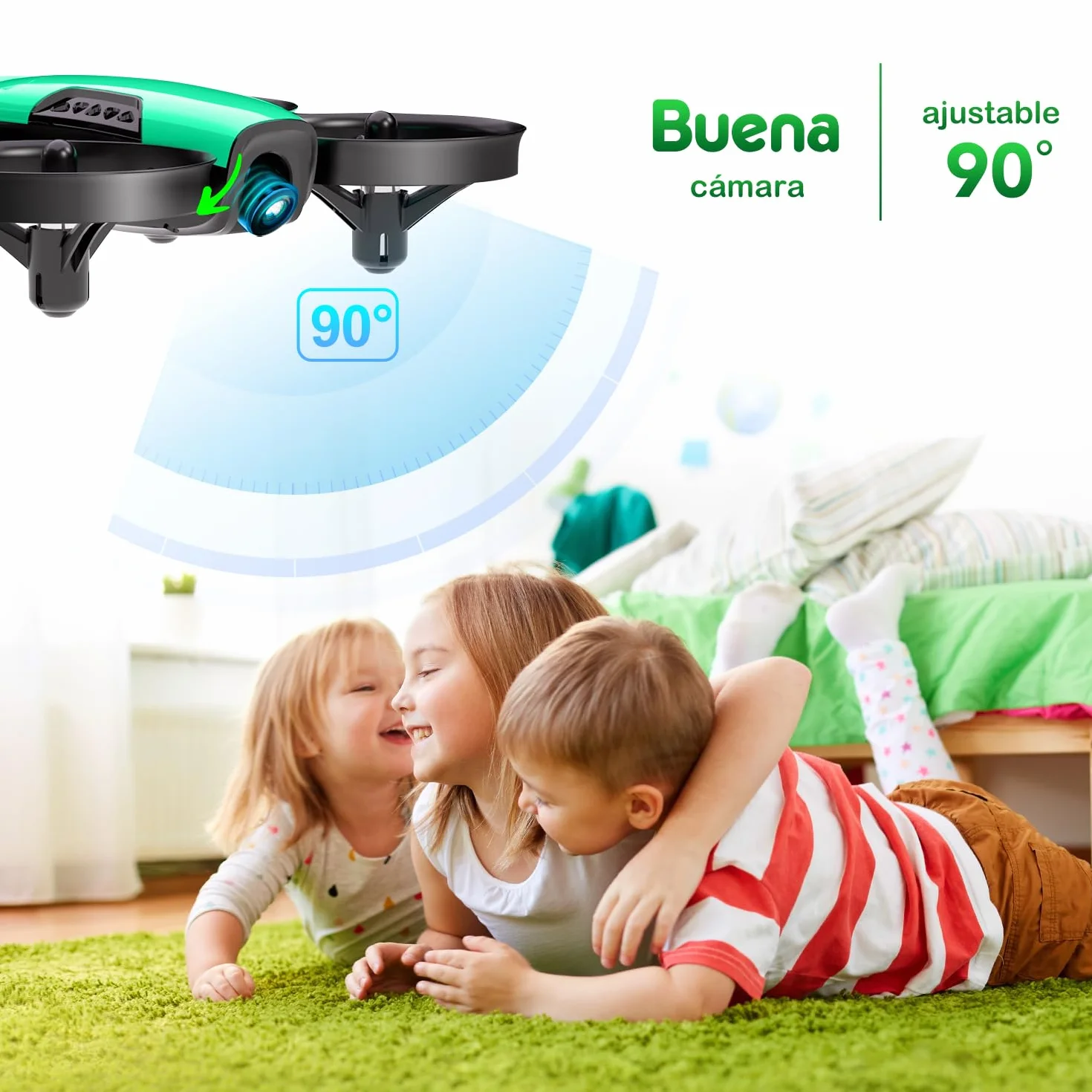 Loolinn | Drones para Niños con Camara Ajustable (8+), Mini Dron con Fotos y Videos, Incluye Dos Baterias, Seguro Para Volar, Fácil De Volar, Certificación Aprobada C0 (Idea para Regalo)