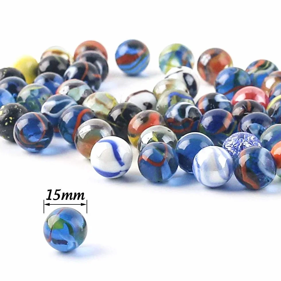 Jiahuade 100 canicas de colores de cristal, perlas con ojos de gato, 15 mm, para juegos de mármol y rellenos de jarrones