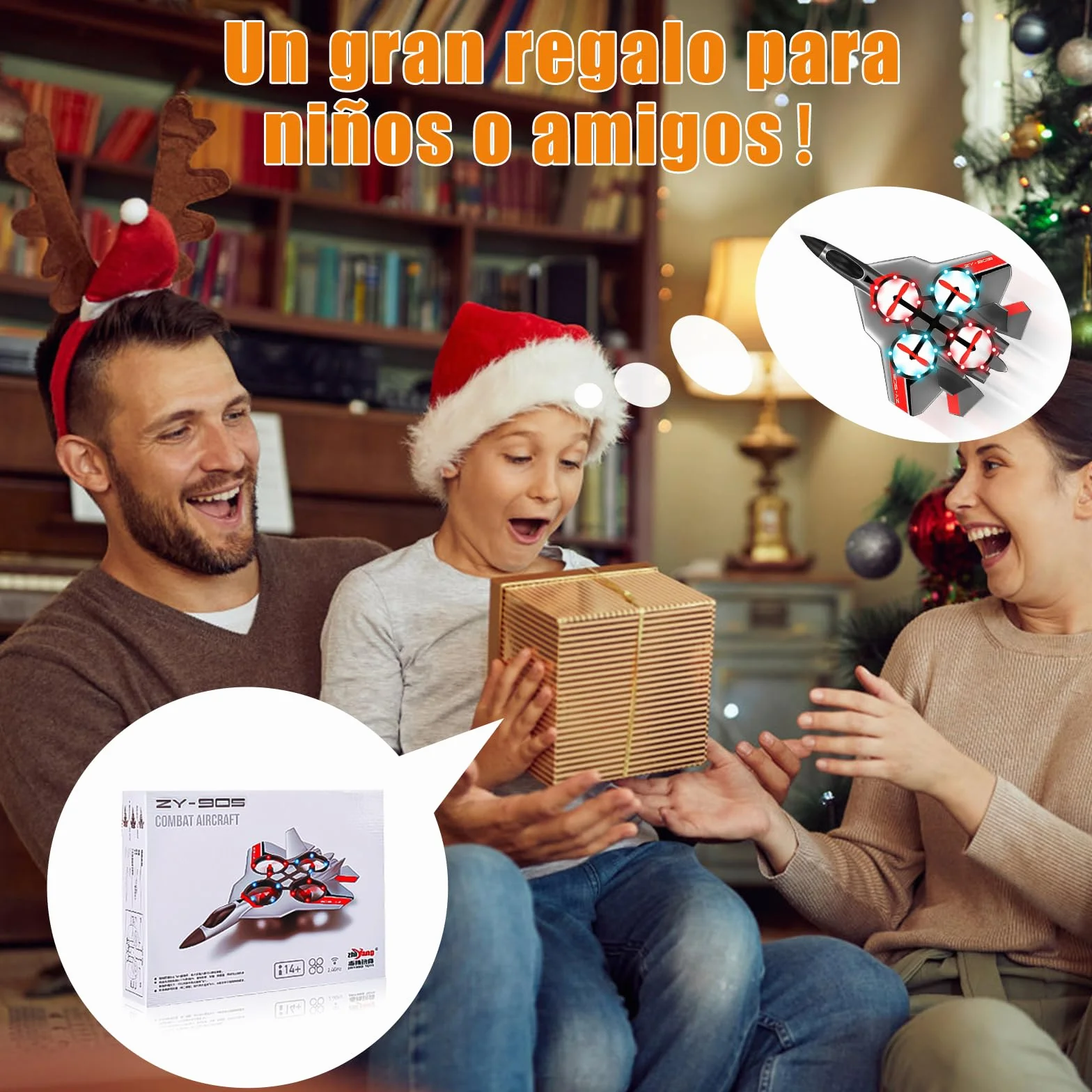 JONRRYIN Avión Teledirigido, 2.4 GHz Aviones de Radiocontrol con Baterías y Estabilizador de Giroscopio de 4 Ejes, Avión RC Juguete con Luz LED para Principiantes Niños Adultos (Gris)