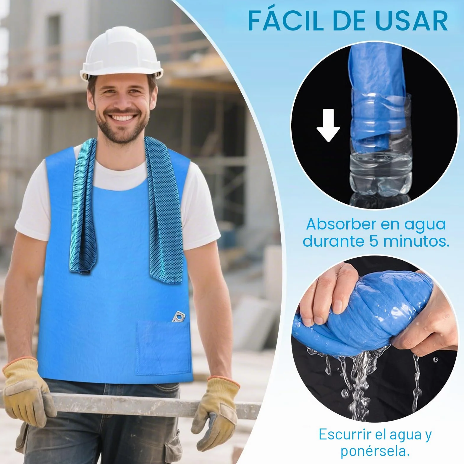 Chaleco Hielo Refrescante Enfriamiento Evaporativo para Trabajo al Aire Libre