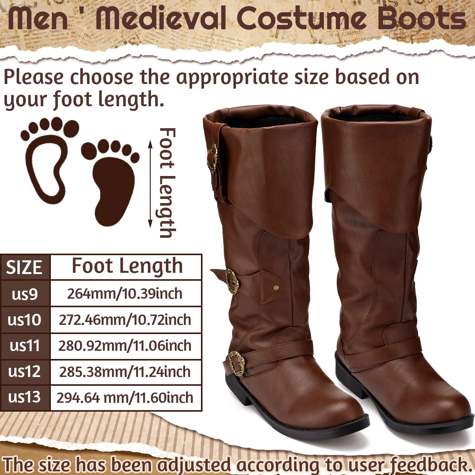 Cuffbow Botas de disfraz de pirata para hombre, medieval, renacentista, steampunk, para cosplay, Halloween, gótico, con botones, zapatos de piel
