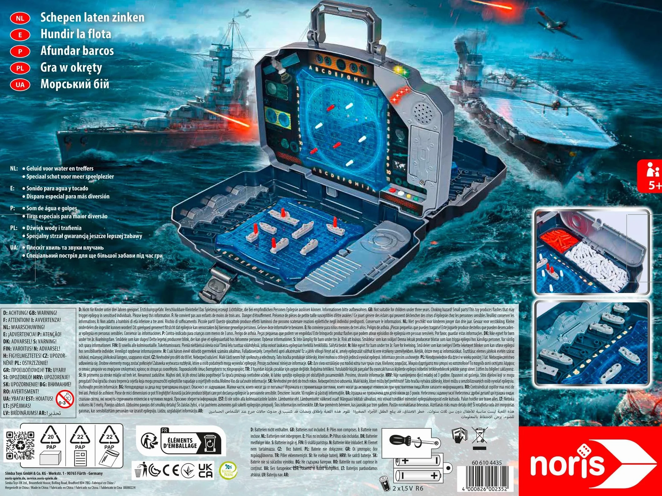 noris 606104435 Light & Sound - Batalla Naval, Juego de acción para Toda la Familia, a Partir de 5 años