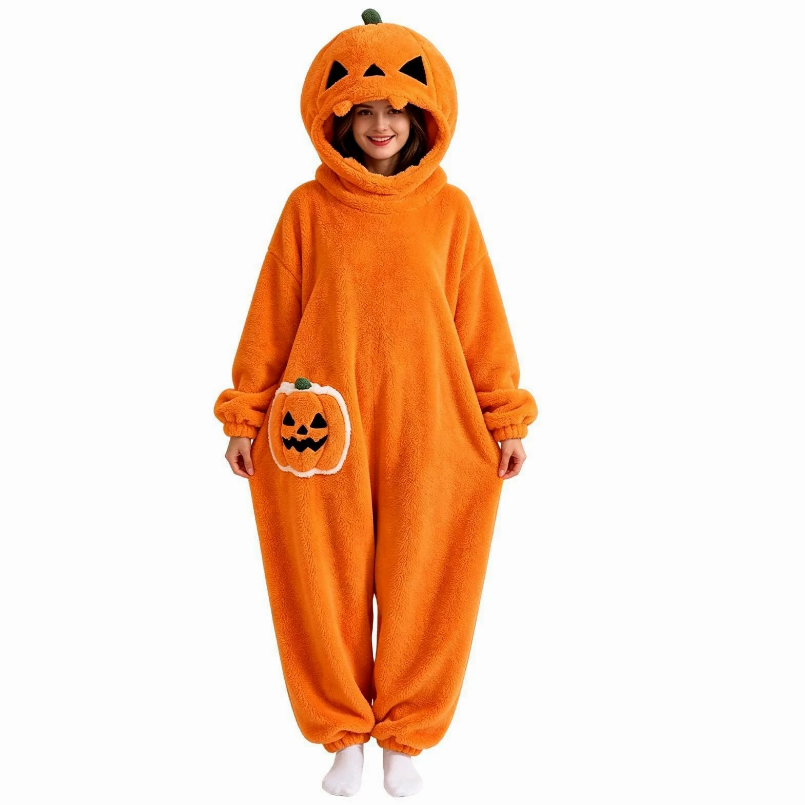 Disfraz de mono de calabaza de Halloween para adultos y niños | Pijama con capucha, manta calabaza suave, cálido, usable, disfraz Halloween sombrero calabaza, para fieste en casa cosplay