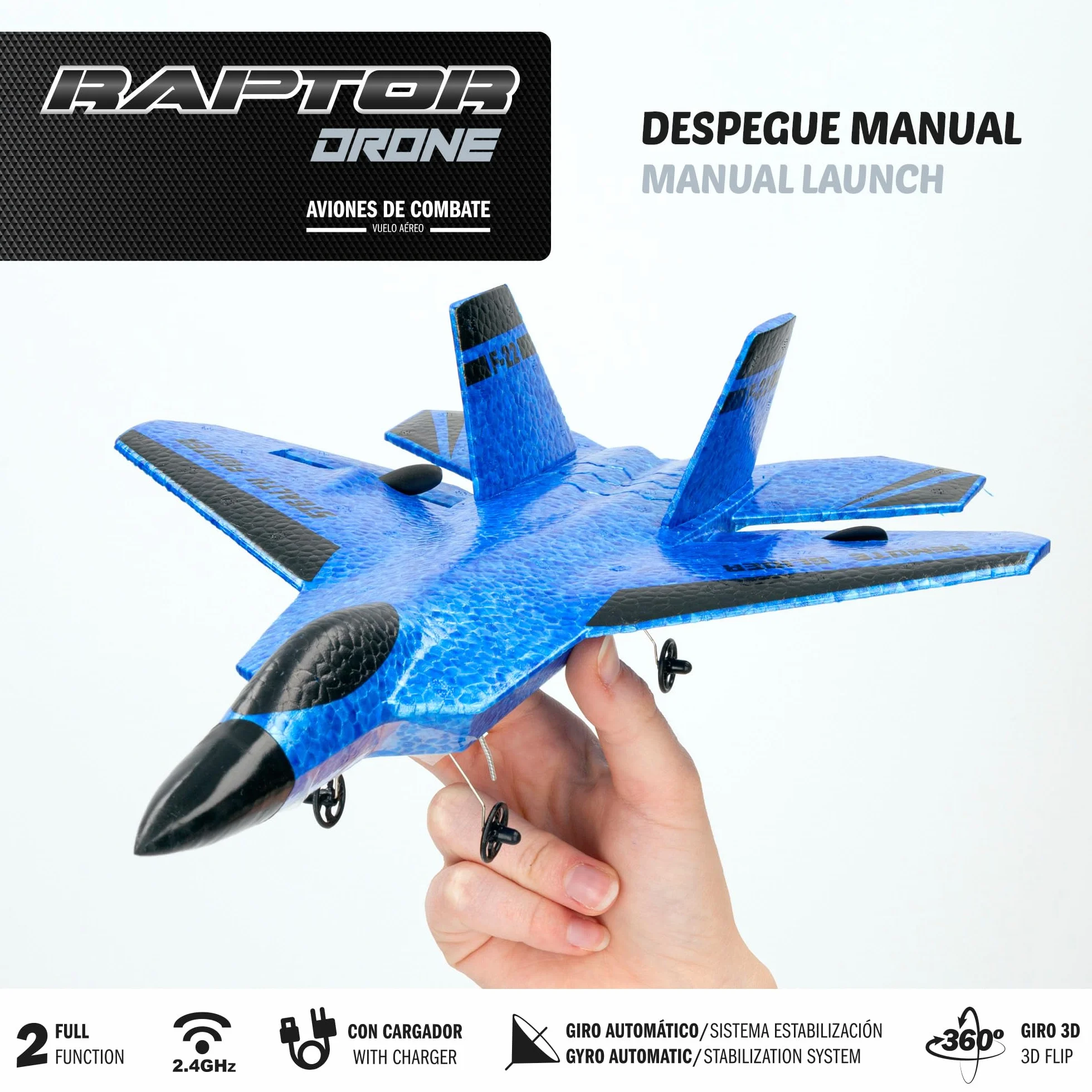 COLORBABY Speed & Go Avión teledirigido de Combate, 25x33x9 cm, Mando Control Remoto, Frecuencia 2.4 GHz, Giros 360º, Alcance 120 m, USB, Juguetes radiocontrol, Juguetes para niños, +3 años (47642)