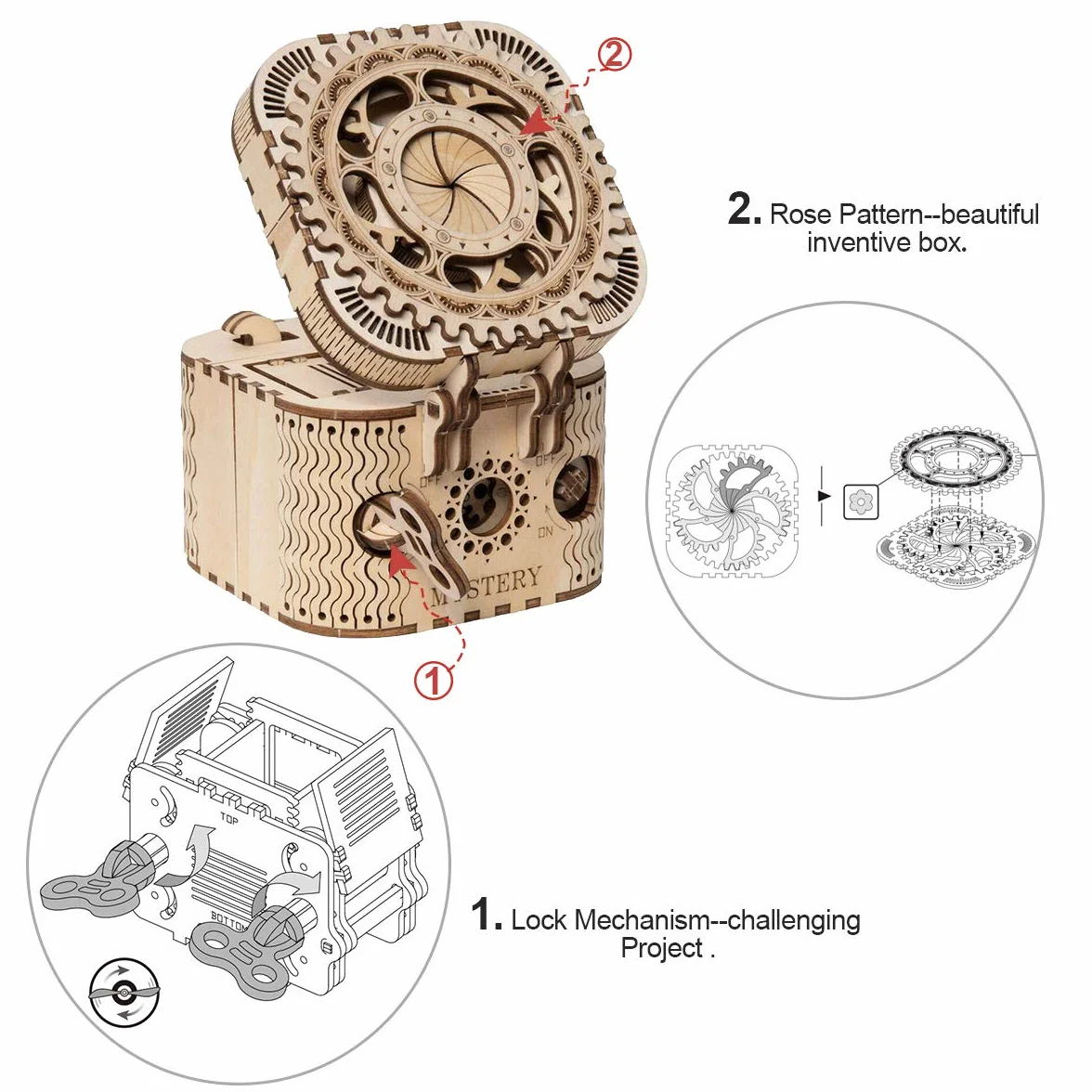 ROKR Caja del Tesoro 3D en Madera, Maqueta Kit de Construcción Sin Pegamento