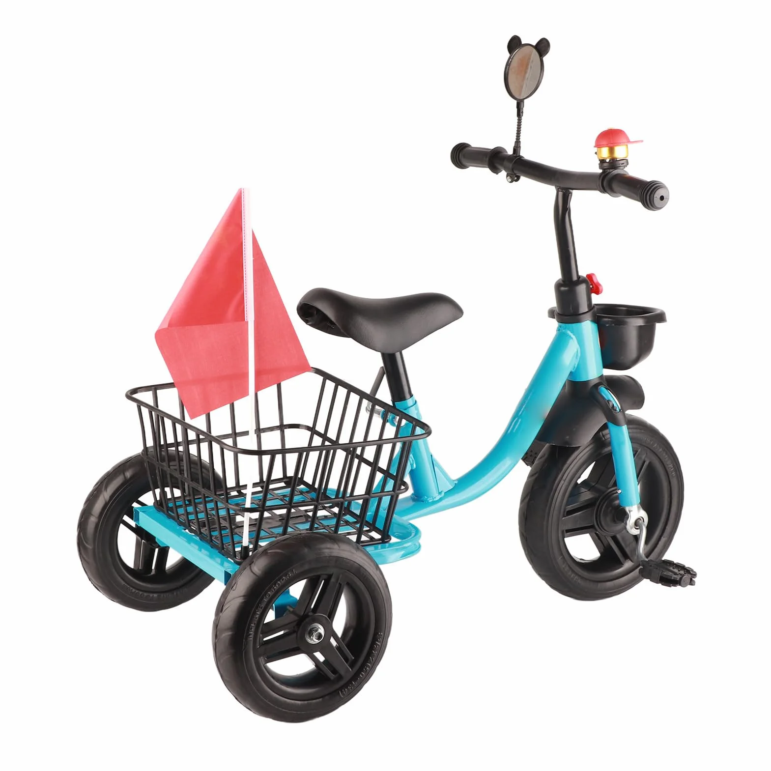 Triciclo para Niños con Cestas de Almacenamiento Delanteras y Traseras, Diseño Bonito y Cómodo para Niños de 2 a 6 Años, Material Metálico (Azul)