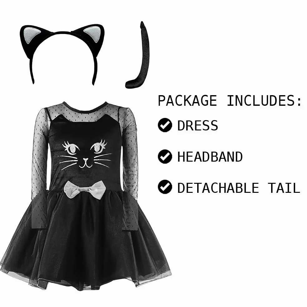 Conjunto de disfraz de gato negro de gatito | Gran disfraz de gato para niños, uso perfecto para disfraces de Halloween