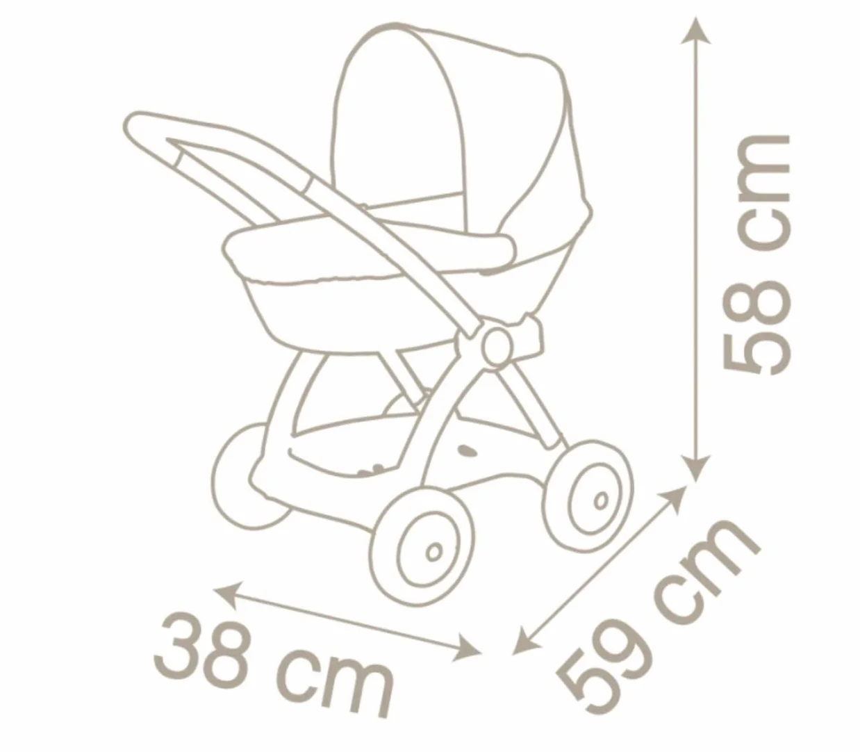 Smoby - Baby Nurse Cochecito Pop Pram, Estructura de Metal, para Muñecos de hasta 42cm, Adecuado a Partir de 18 Meses (7600254118)