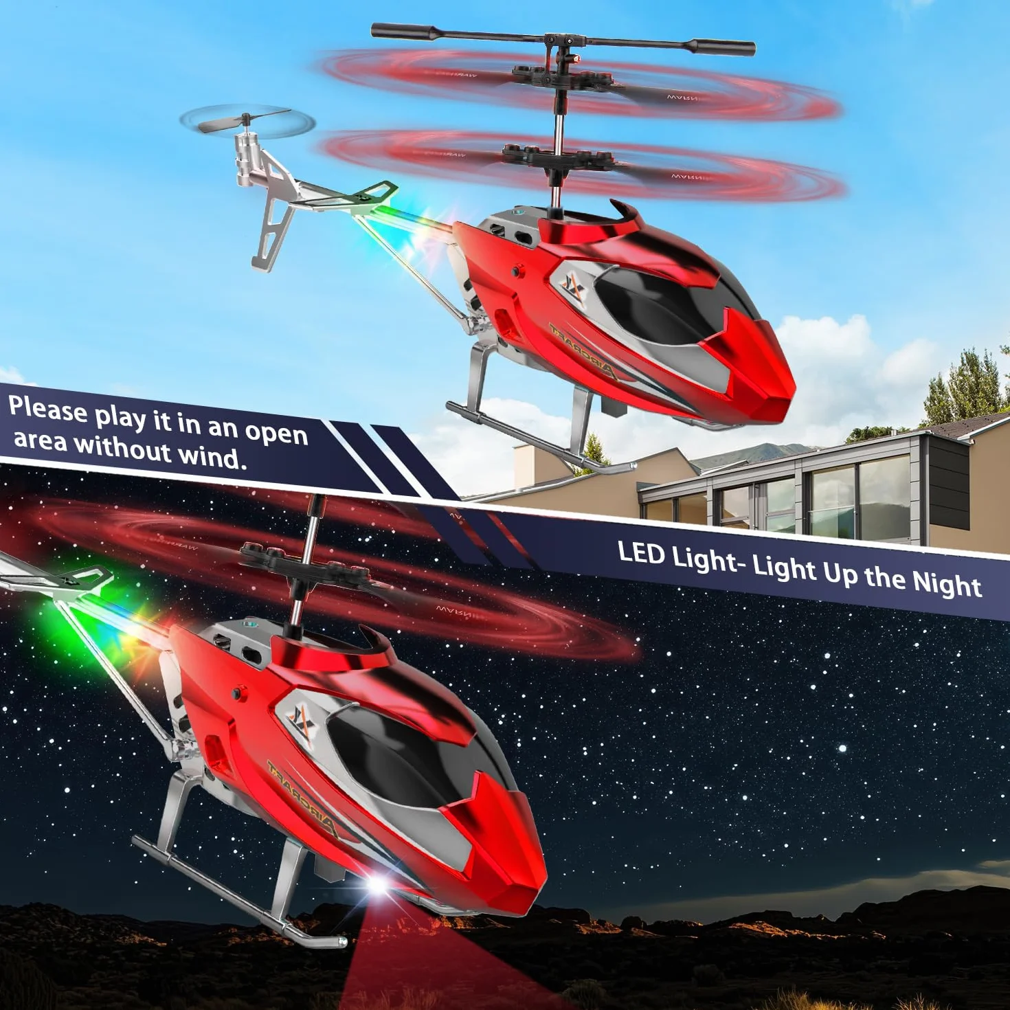 TERRAMUS Helicóptero para niños, helicópteros con giroscopio, Juguete de Interior de avión, Velocidad Alta y Baja, Regalo para niños y Adultos Principiantes