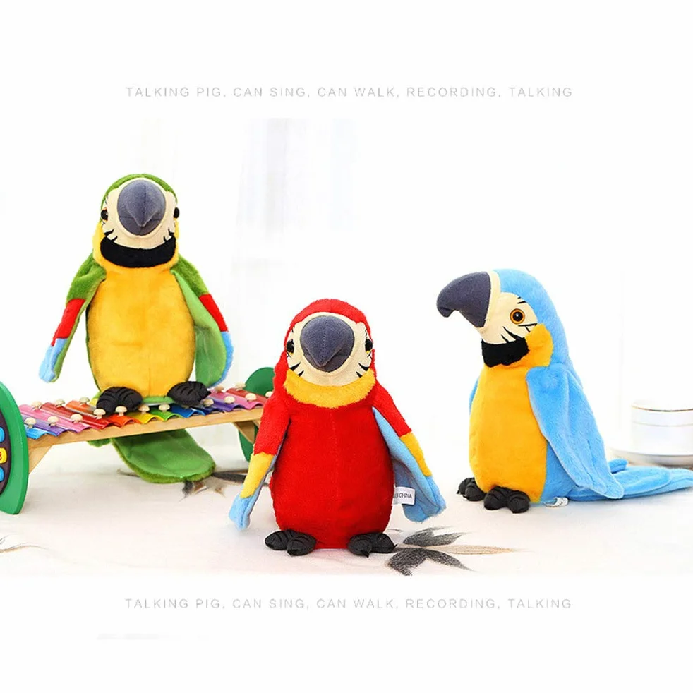Juguete de peluche eléctrico interactivo que habla con el loro parlante repite lo que dices caminando, juguete de peluche para niños, regalo para fiestas (c)