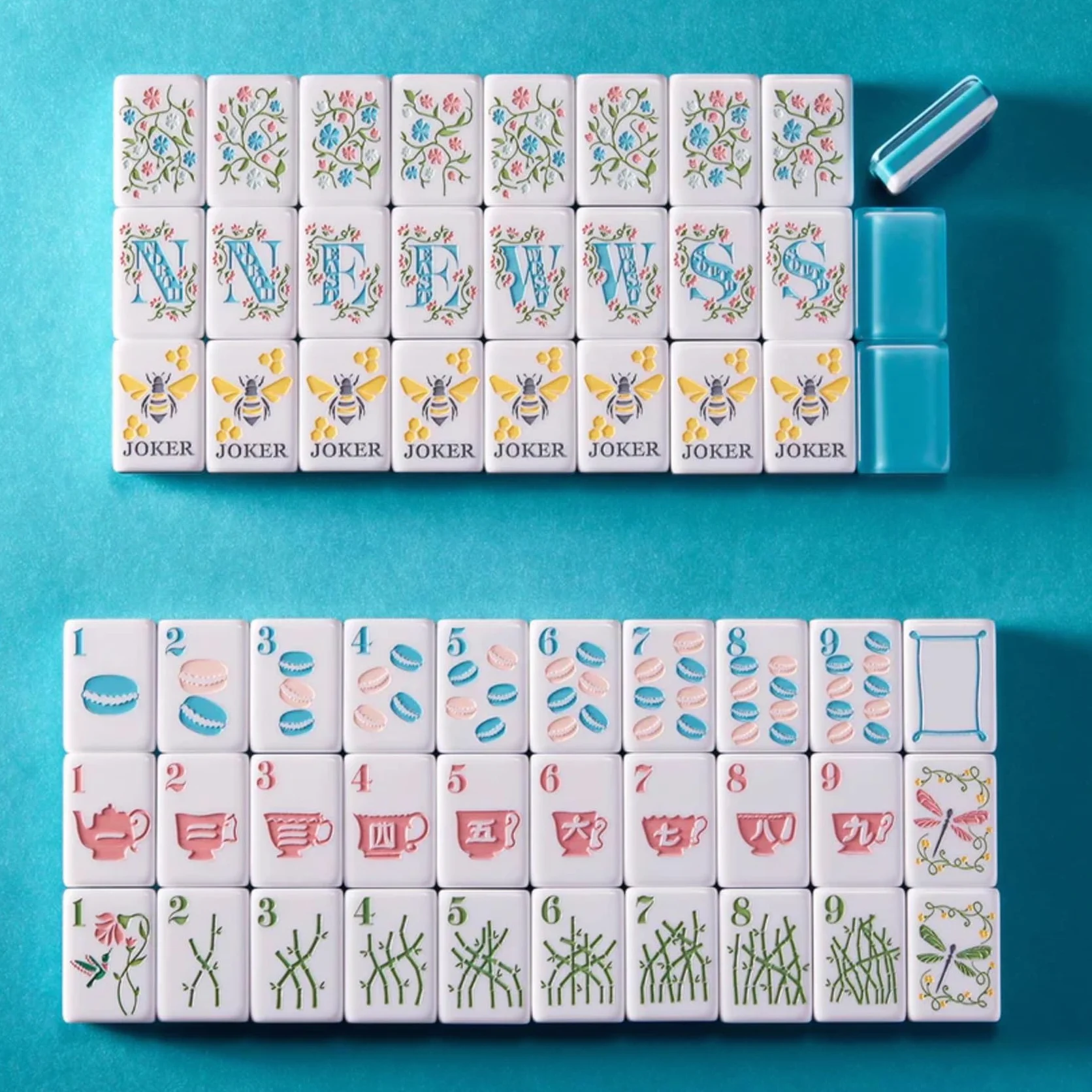Genérico Juego de Mahjong, Juego de Azulejos de Mahjong de múltiples Temas con Bolsa de Transporte, Dados