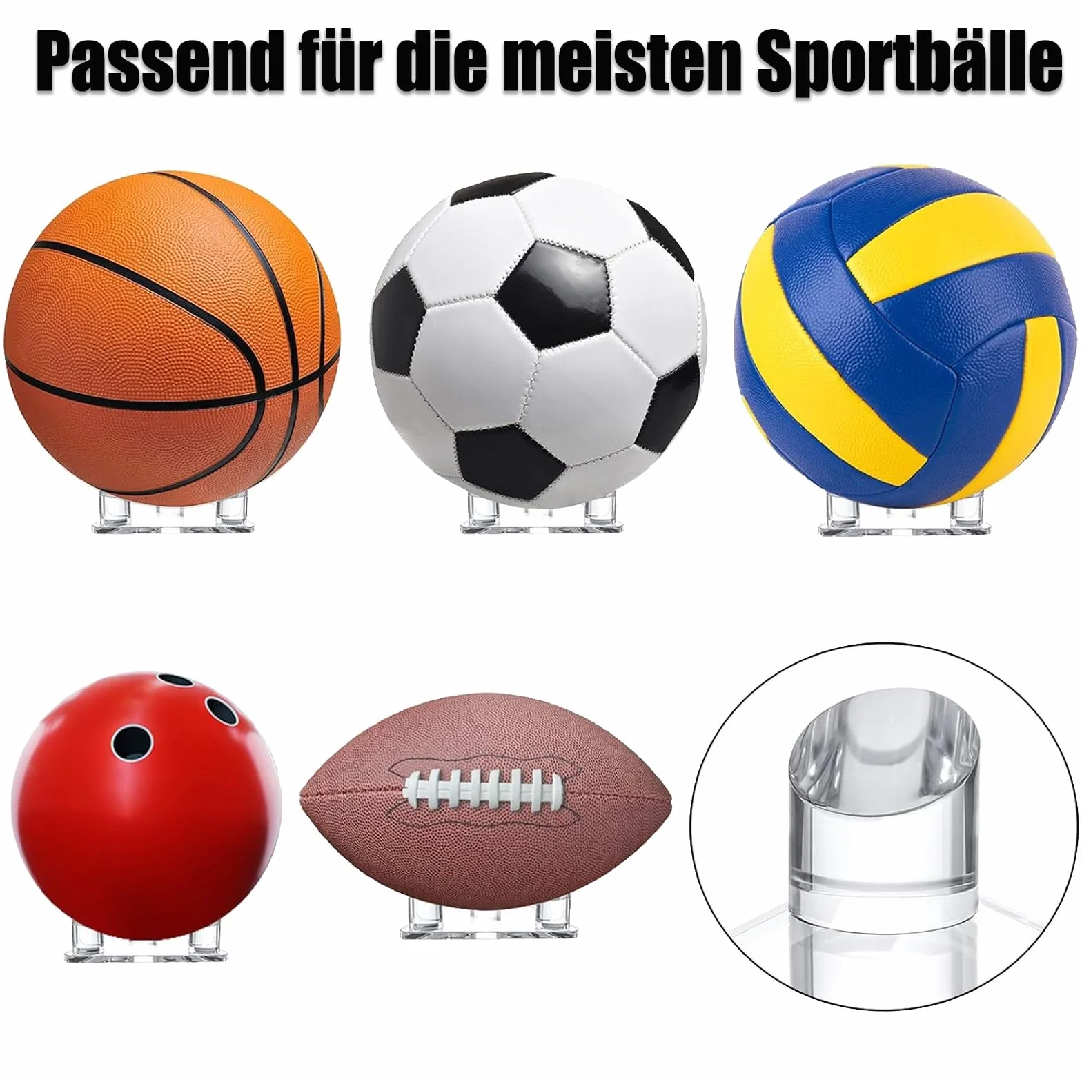 Soporte para balón de acrílico transparente, soporte de exhibición para fútbol y baloncesto
