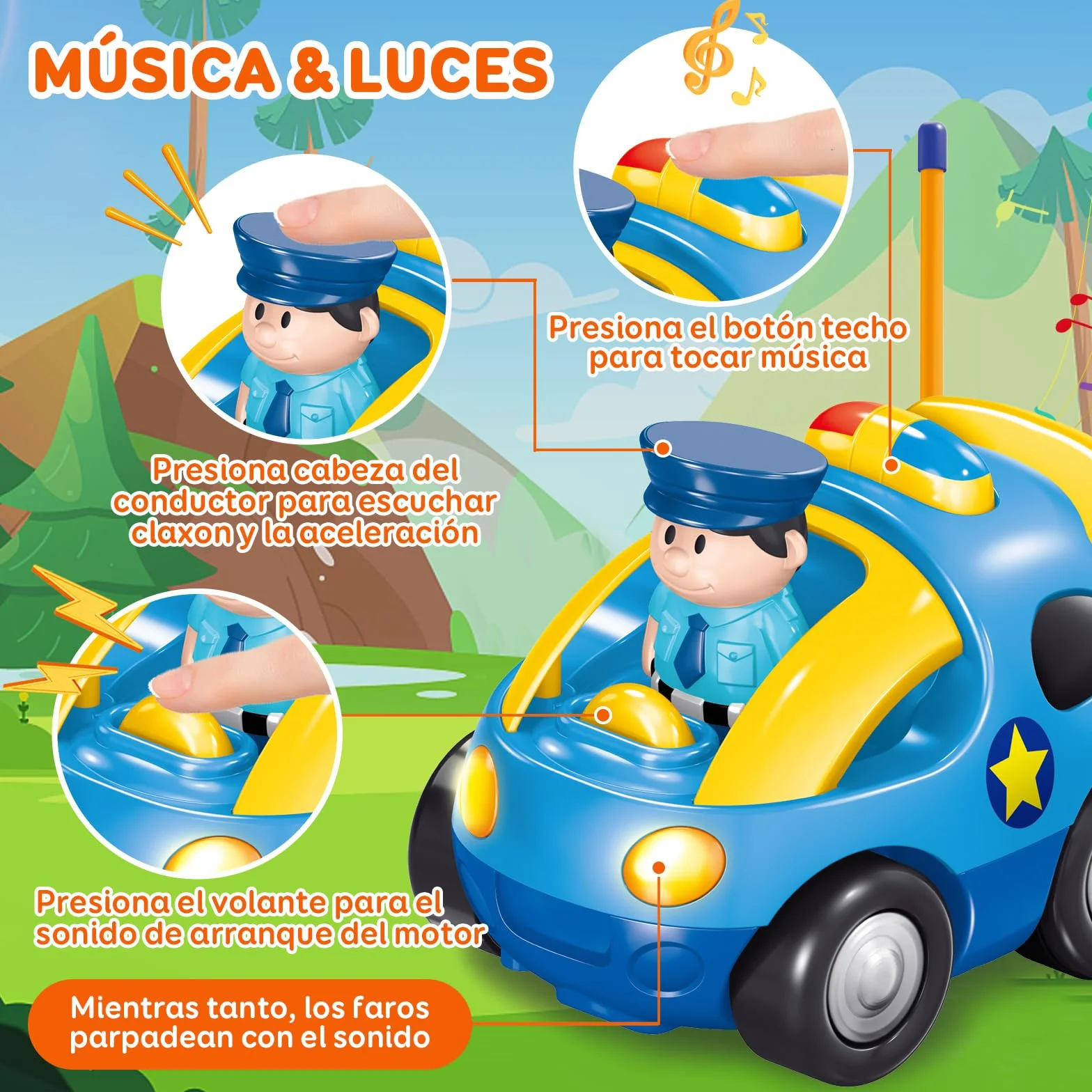 Pup Go Coche de Carreras RC Cartoon para Niños Pequeños 18 Meses, Música y 2 Muñecas Intercambiables, Primer Coche de Control Remoto, Cumpleaños o Navidad