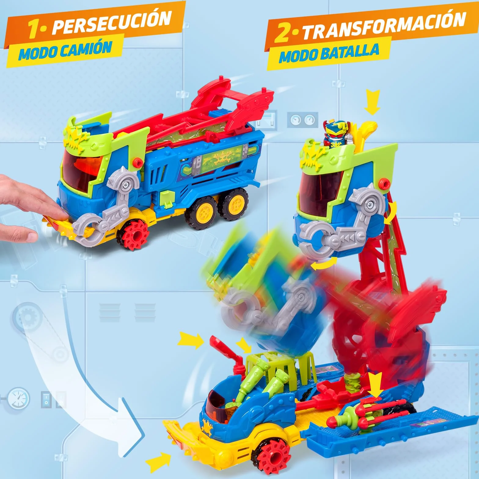 SUPERTHINGS KAZOOM Power Mr. King Truck Camión Serie TV con Vehículo Figura Exclusiva Robotoxics
