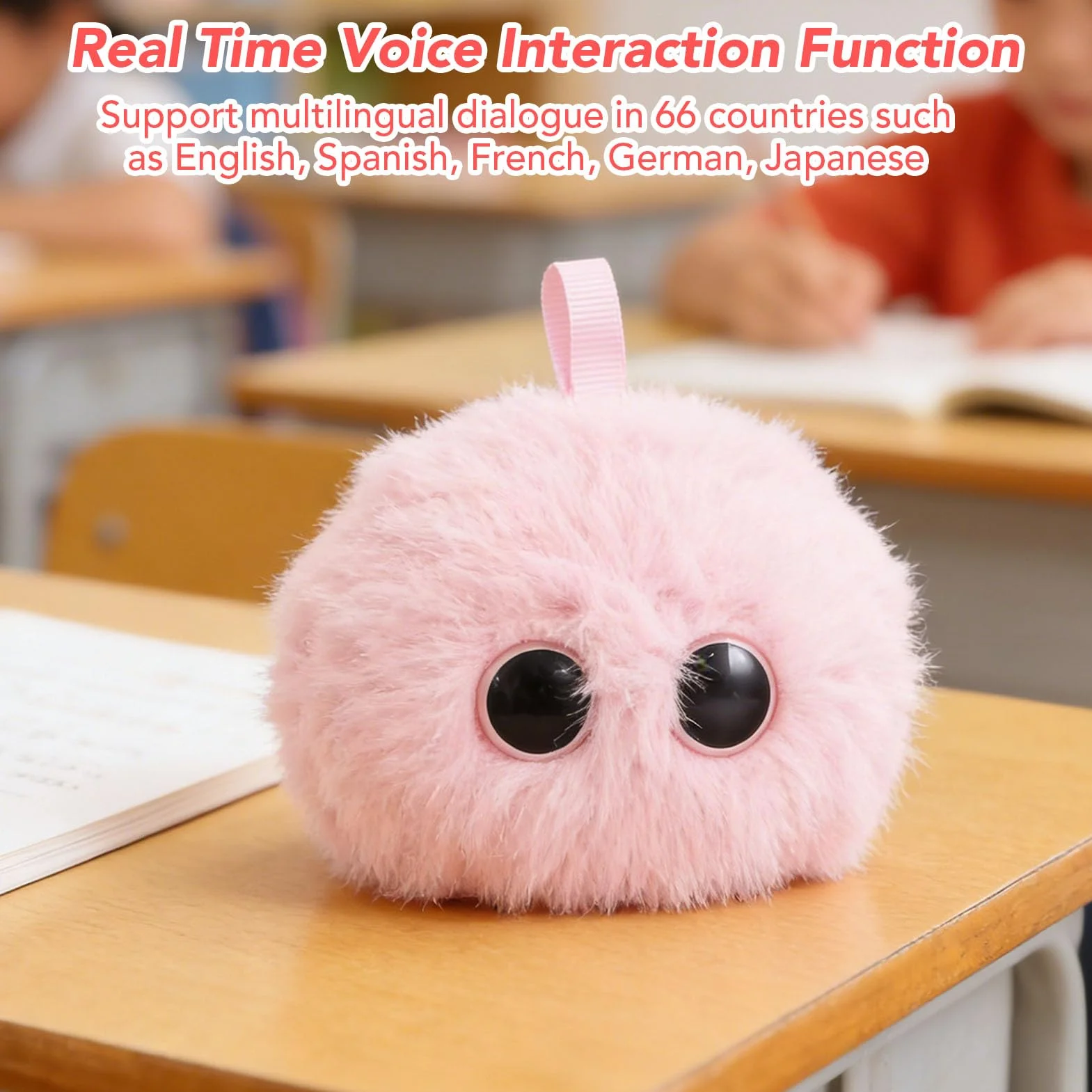 Luocute Peluche Inteligente con IA, Robot Interactivo con Interacción de Voz en Tiempo Real y Diálogo Multilingüe, Adaptación Emocional y Tecnología de Clonación de Voz, con Control móvil. (Rosado