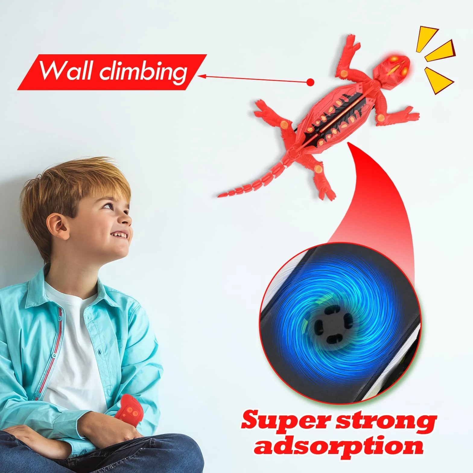 Euakee Recargable Camaleón Teledirigido, Lagarto Teledirigido con Ojos Led Luminosos, Lagarto Trepador de Paredes, JRegalos de Cumpleaños para Niños Niñas 3 4 5 6 7 8+ Años (B