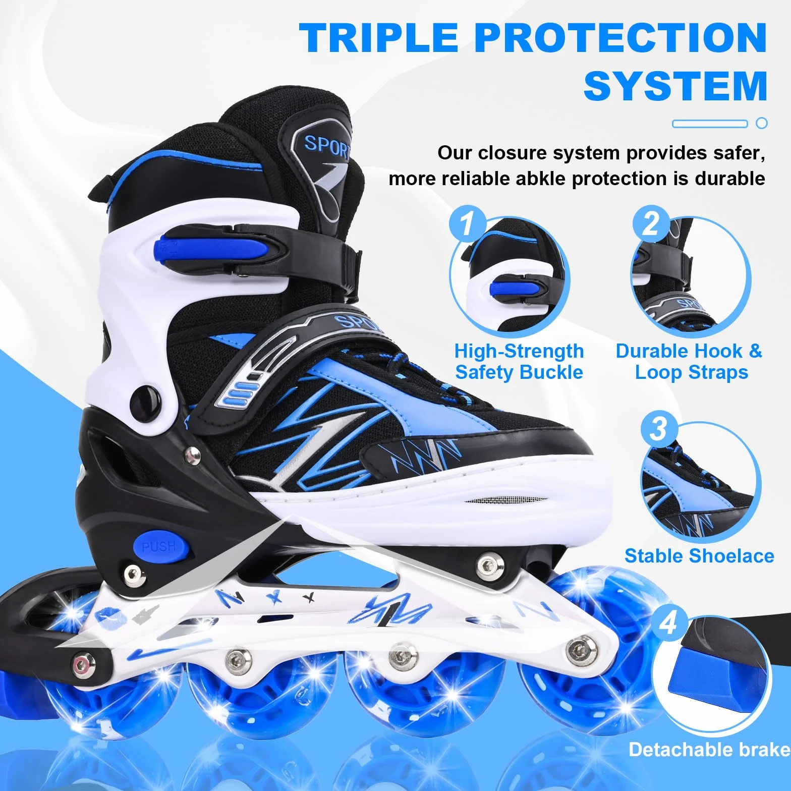 Patines en línea Ajustables para niños con Ruedas de iluminación, Principiantes, Juegos al Aire Libre