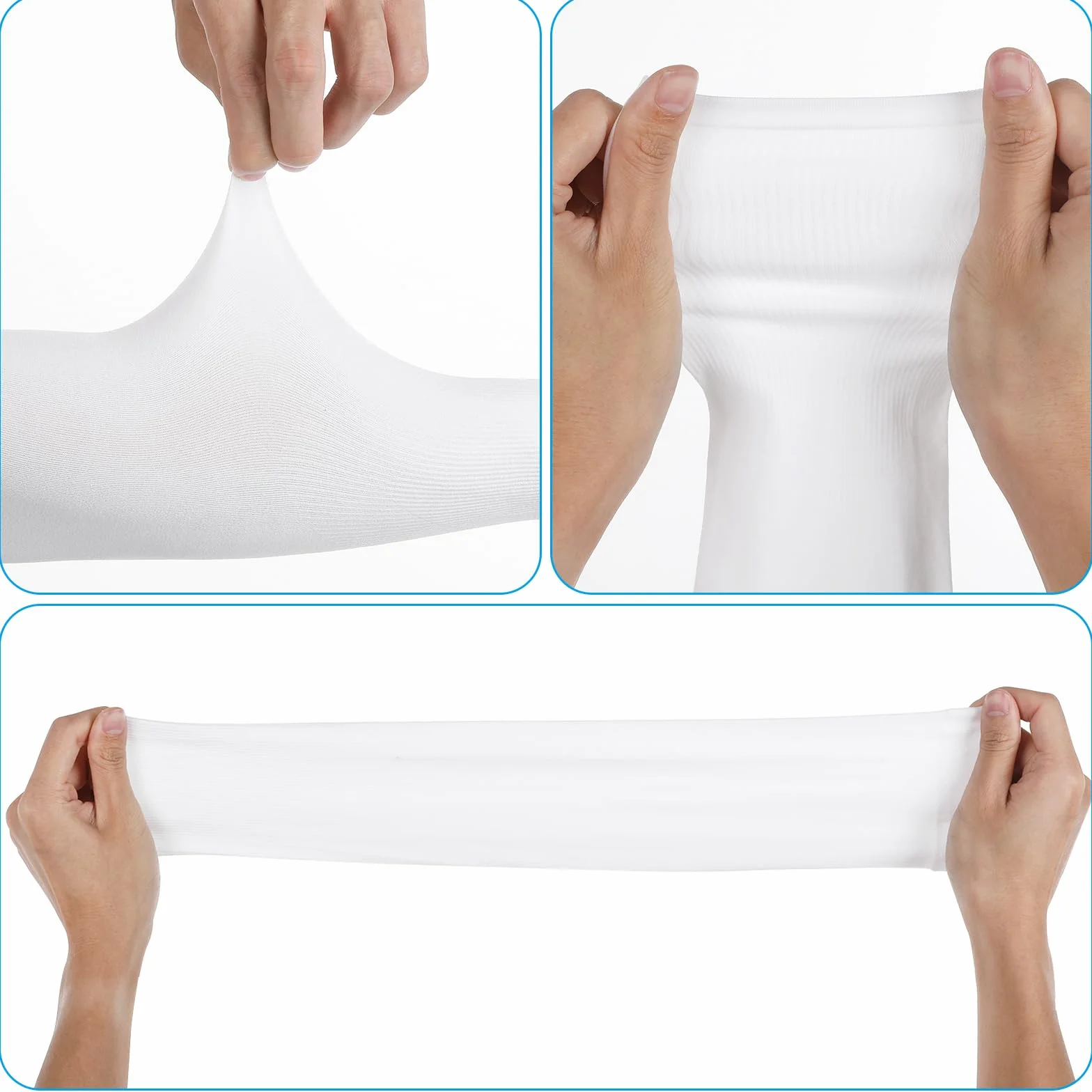 Tyqour 4 Pares Mangas UV Hombre Mujer Brazo Compresión Enfriamiento Conducir Golf Pesca Ciclismo Blanco Small