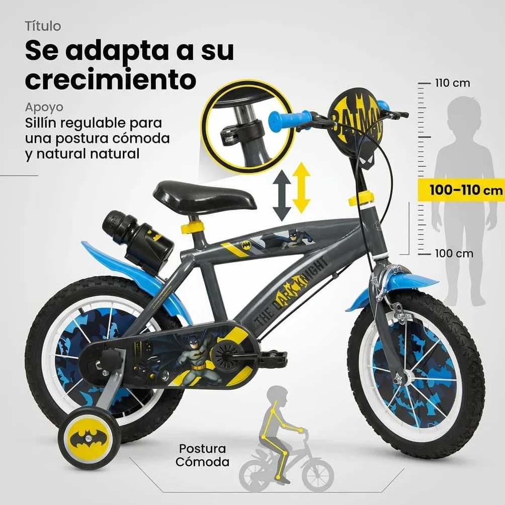 TOIMSA Bicicleta 14" Batman 4/6 Ños, Multicolor, 14913