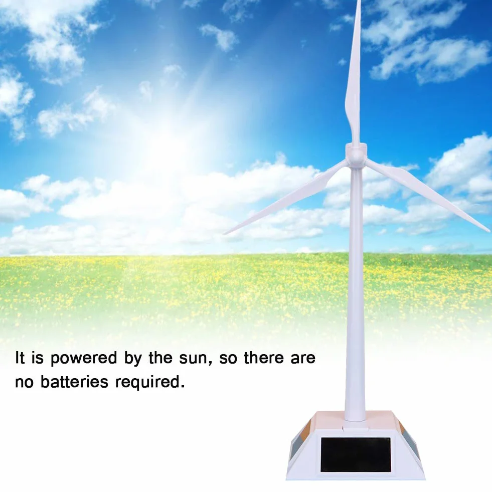 Modelo de Molino de Viento Solar de Ciencia, Modelo de Edificio de Energía Solar Delicado Juguete Turbina Eólica Juguete Educativo Temprano para Niños, Plástico, con Soporte de Pantalla y Placa