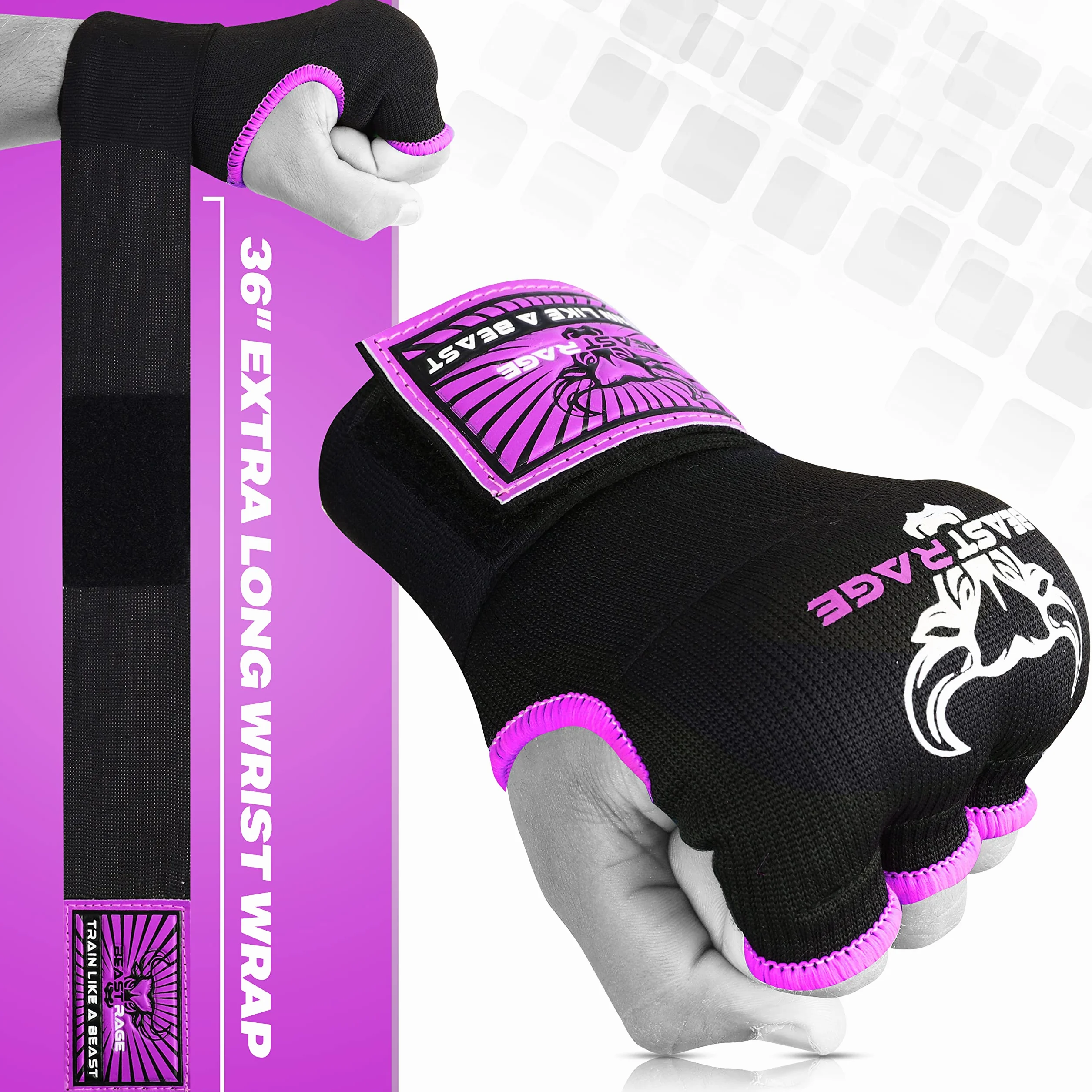 Beast Rage Guantes de Boxeo de Gel 75 cm Largo Acolchados Entrenamiento Muay Thai UFC