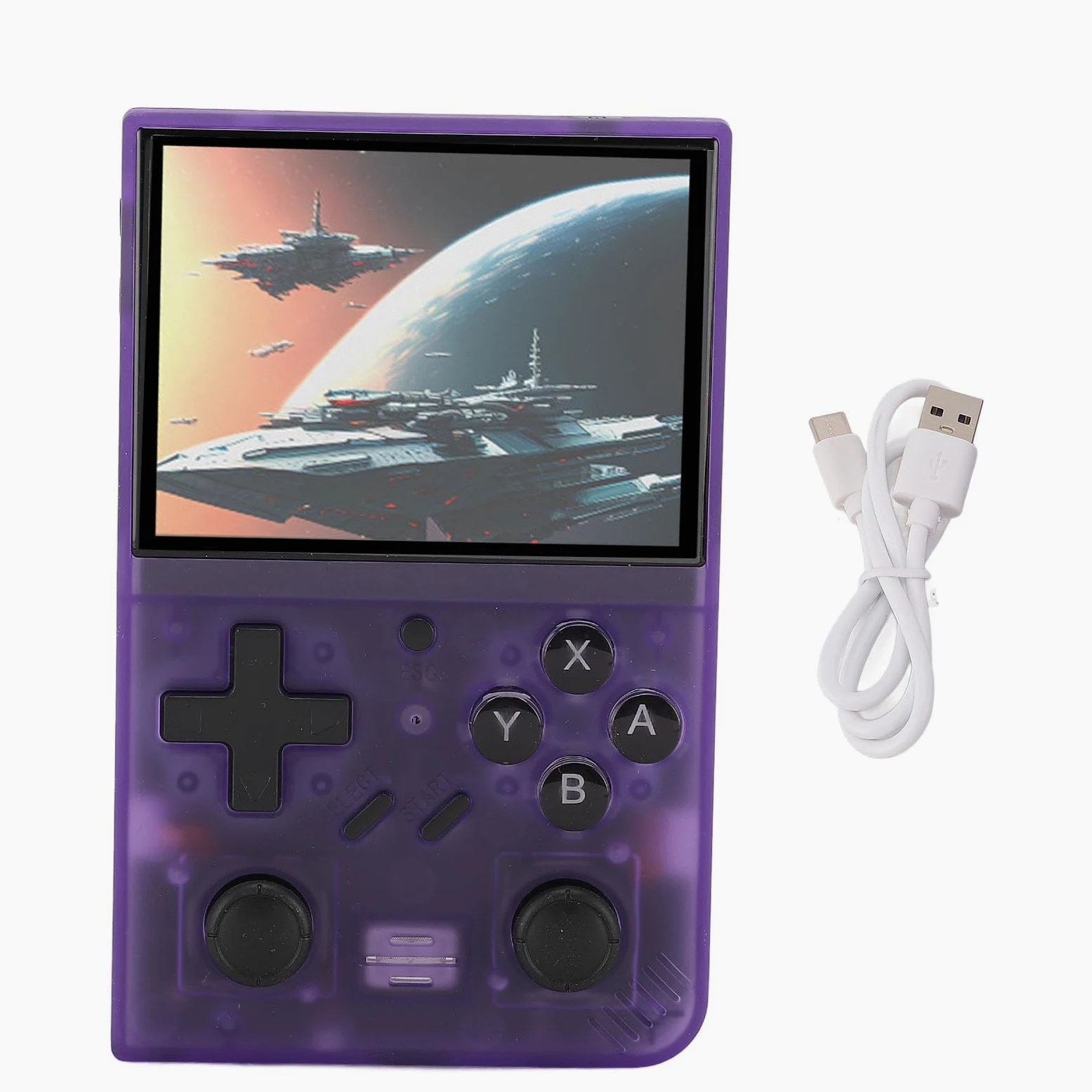 Acouto Consola de Juego Retro de Mano de 3.5 Pulgadas Consola de Videojuegos Portátiles con Joysticks 3D 64GB Tarjeta de Memoria Pequeña para Niños Naranja con 35 una Pantalla Completa OCA y Juego
