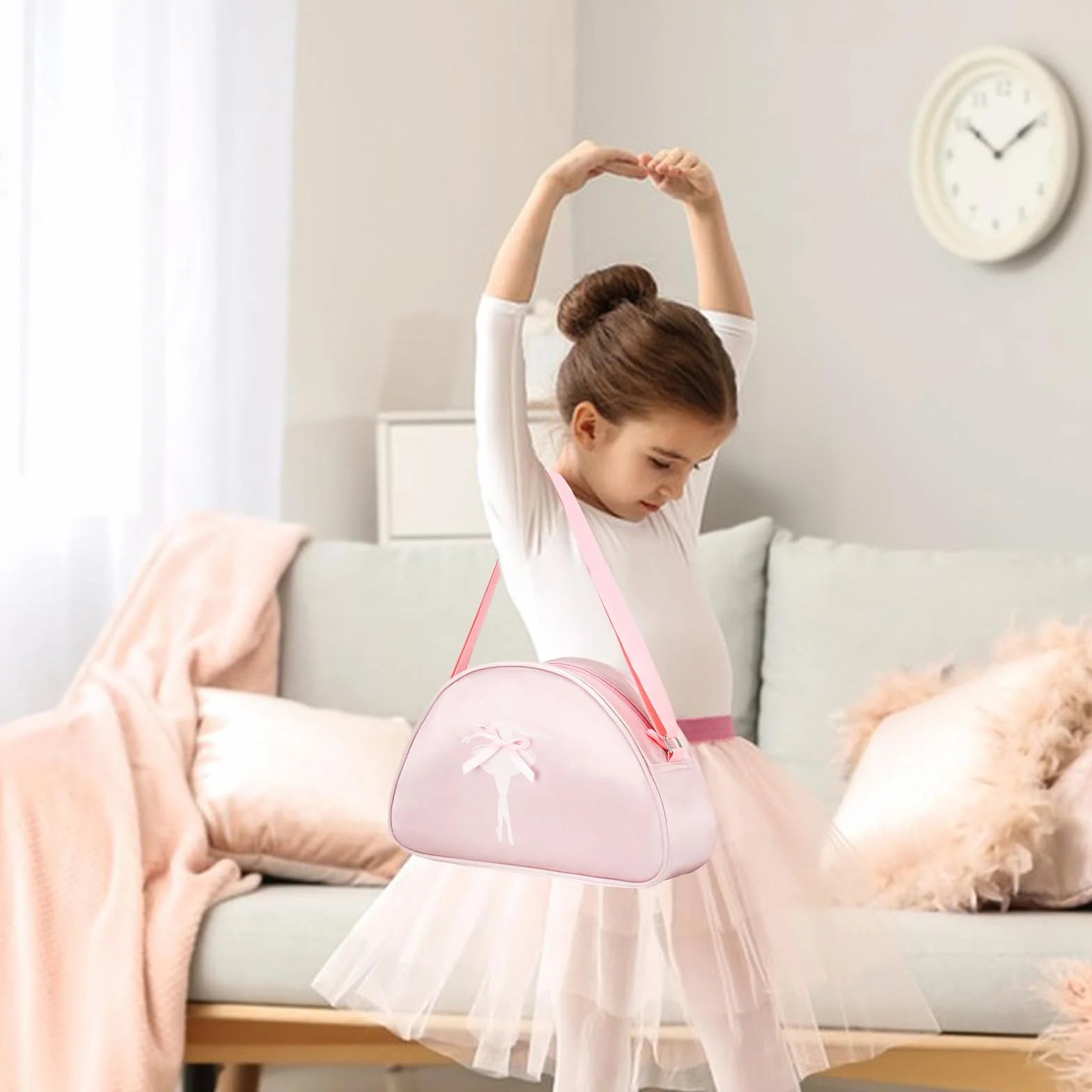 Mochila de Ballet Bordado Lentejuelas para Niñas Baile Bolso Deportivo Rosado