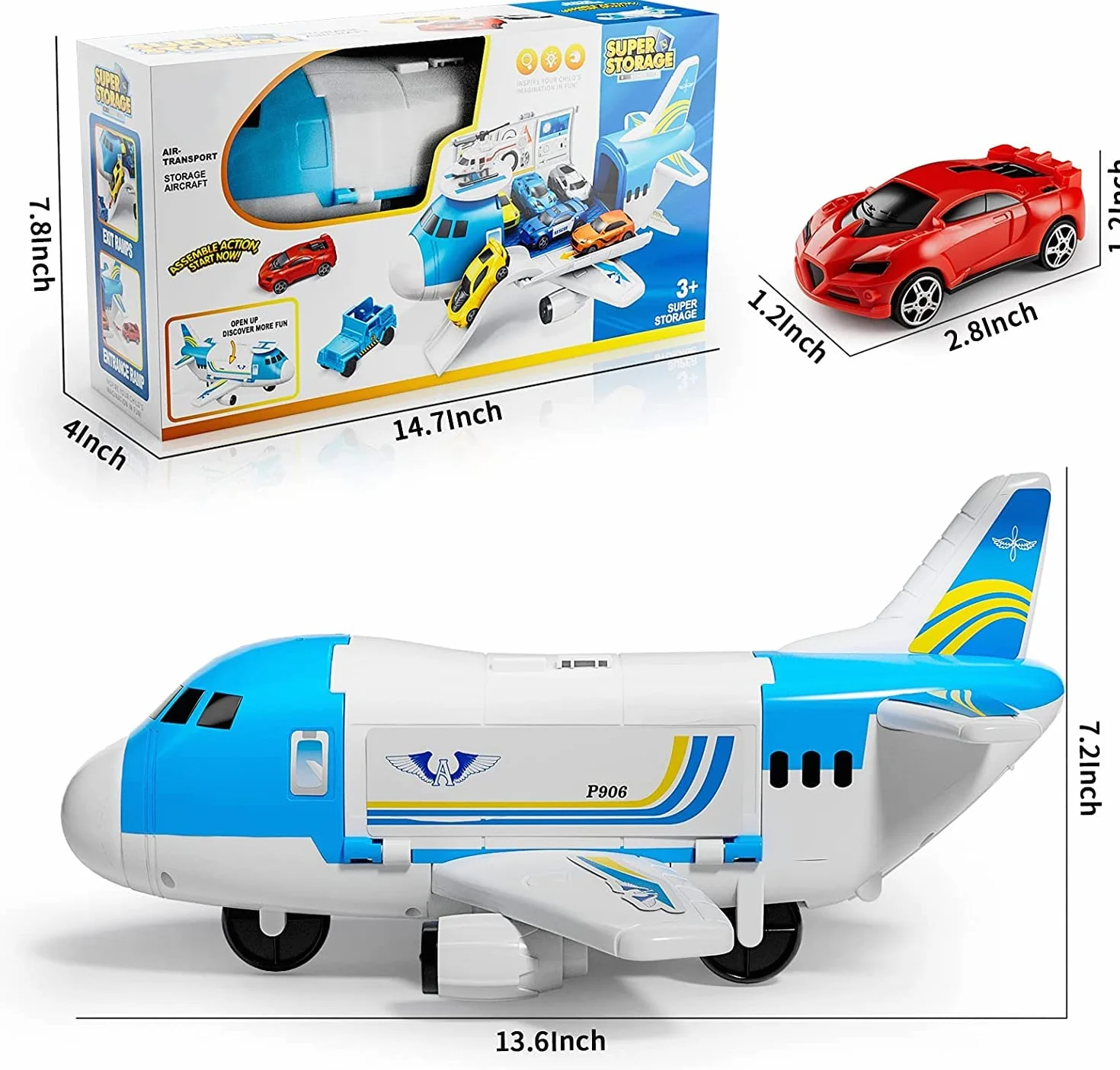 Avión de Transporte de Carga, Coches de Juguete, Regalo para Niños Mayores 3 Años