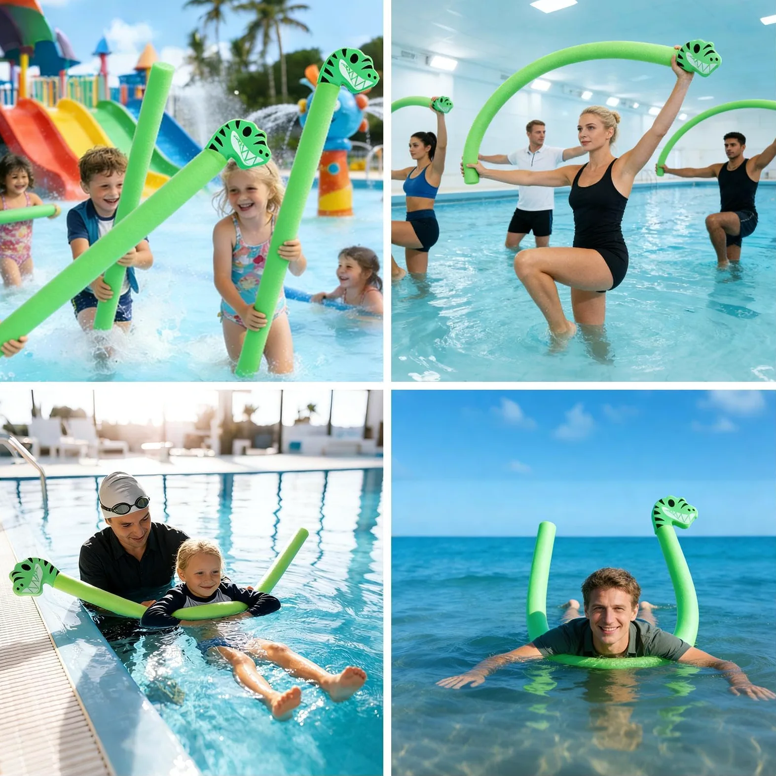 Juego de flotadores para Swim Noodles - Dispositivo de ejercicio flotante con diseño de cabeza de animal, varillas ligeras de espuma de soporte para piscina | Fiesta en la playa Vacaciones Vacaciones