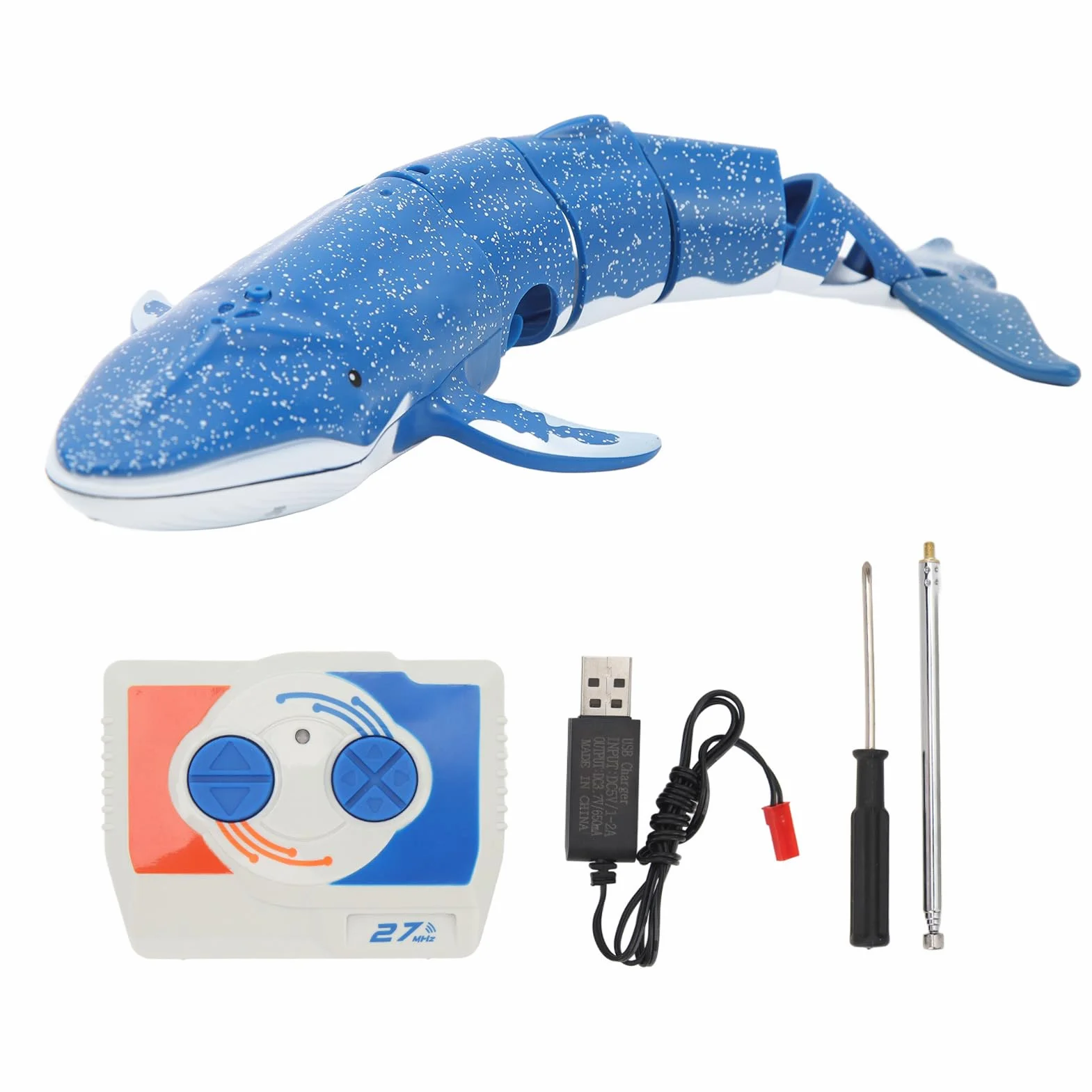 Juguete de ballena teledirigido de 2,4 G, mini juguete de simulación eléctrica con movimiento ágil muy realista para piscinas y bañeras (azul)
