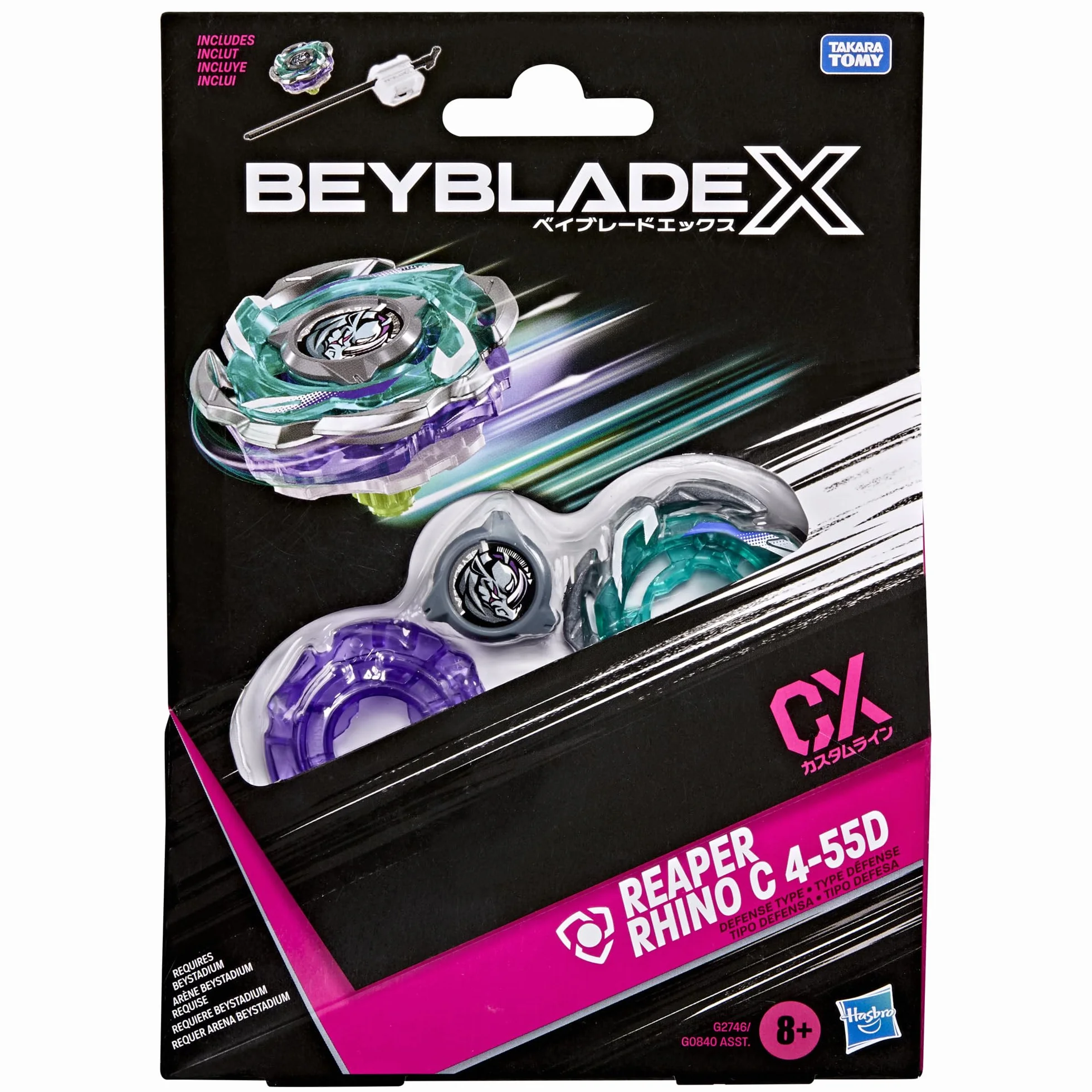 Beyblade X Reaper Rhino C 4-55D CX Kit Inicial Takara Tomy Tipo Defensa Lanzador