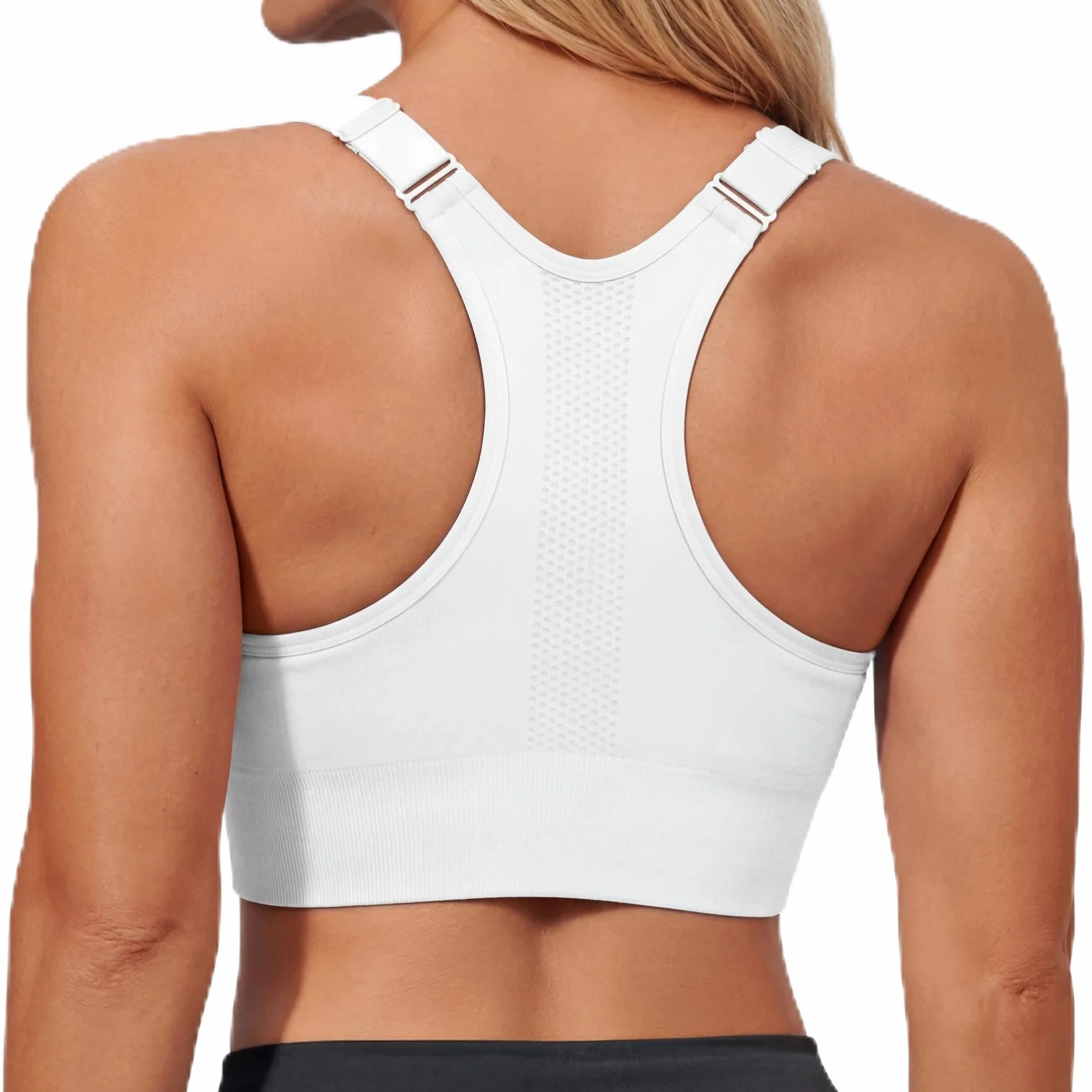 Sujetador Deportivo Mujer Alta Sujeción sin Aros Espalda Racerback Tirantes Ajustables Top Almohadillas Extraíbles
