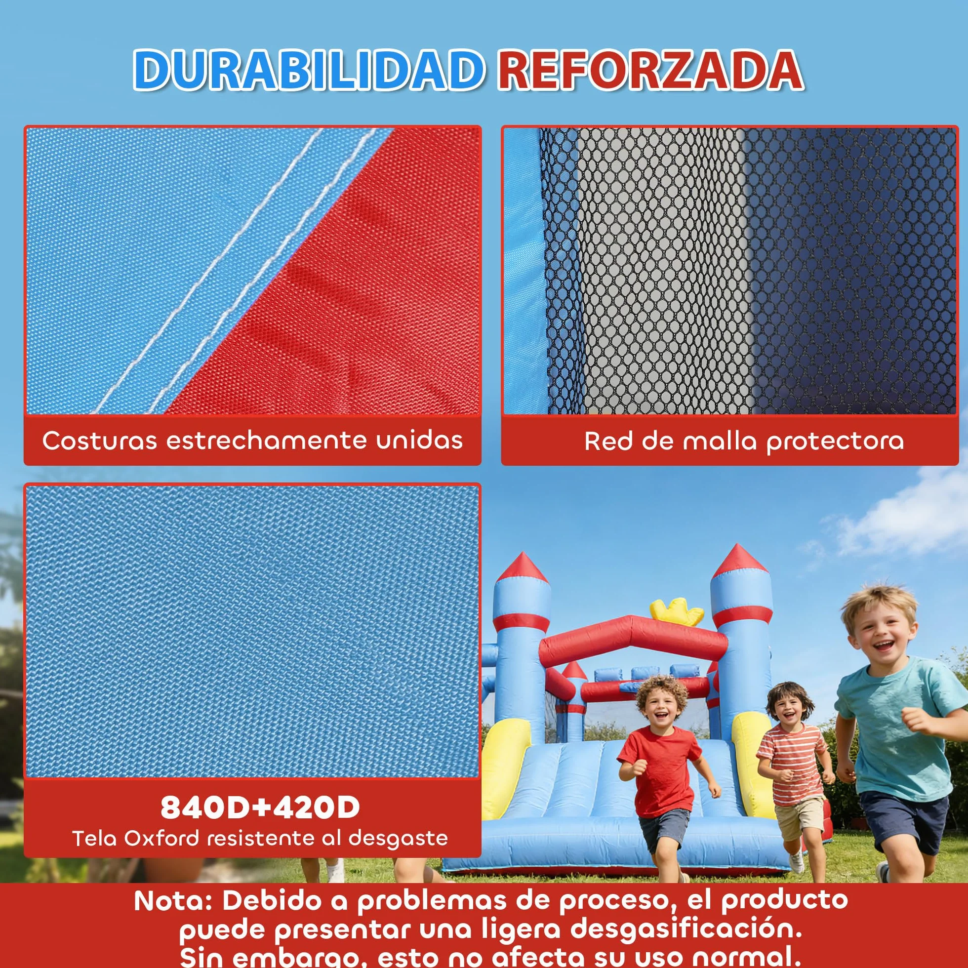 AIYAPLAY Castillo Hinchable para Niños con Soplador, Castillo Hinchable con Tobogán, Zona de Salto, Piscina, Pilar de Boxeo y Aro de Baloncesto, para Niños 3-8 Años, Interior, Exterior, 277x270x215 cm