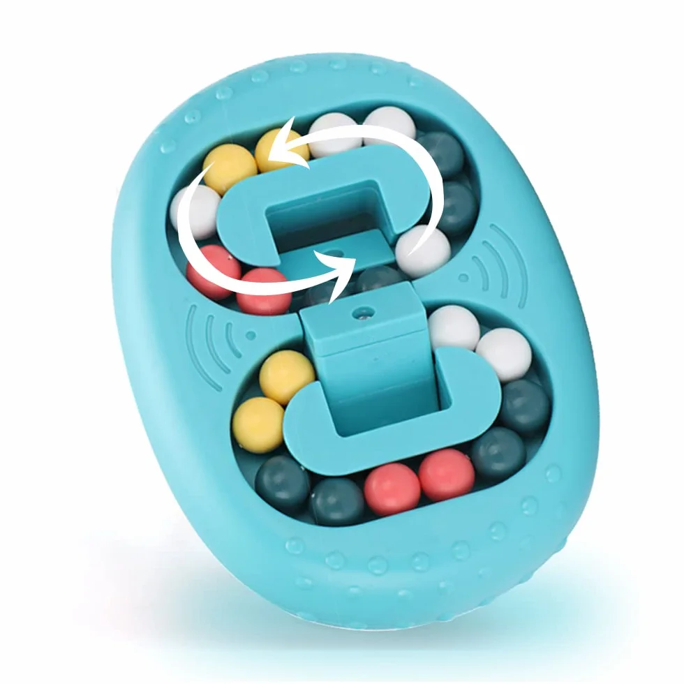 Set 2 en 1 Magic Bean - Juego de Habilidad-IQ Game-Magic Cube- Aliviar el estrés y Reducir la ansiedad Regalos navideños para Adultos y niños (Azul+Azul)