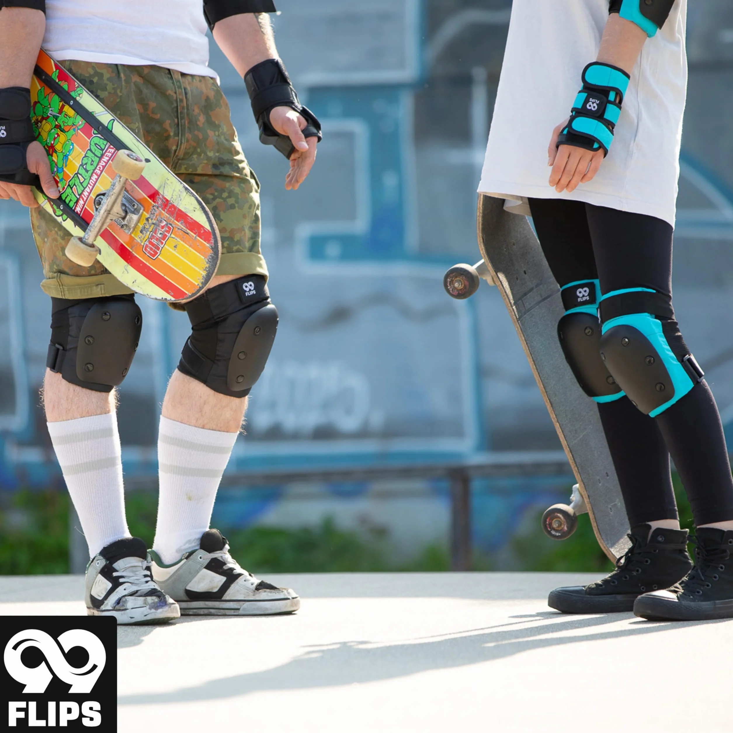99FLIPS Protecciones Patines en Linea Adulto Set Rodilleras Coderas Skateboard Negro Talla L