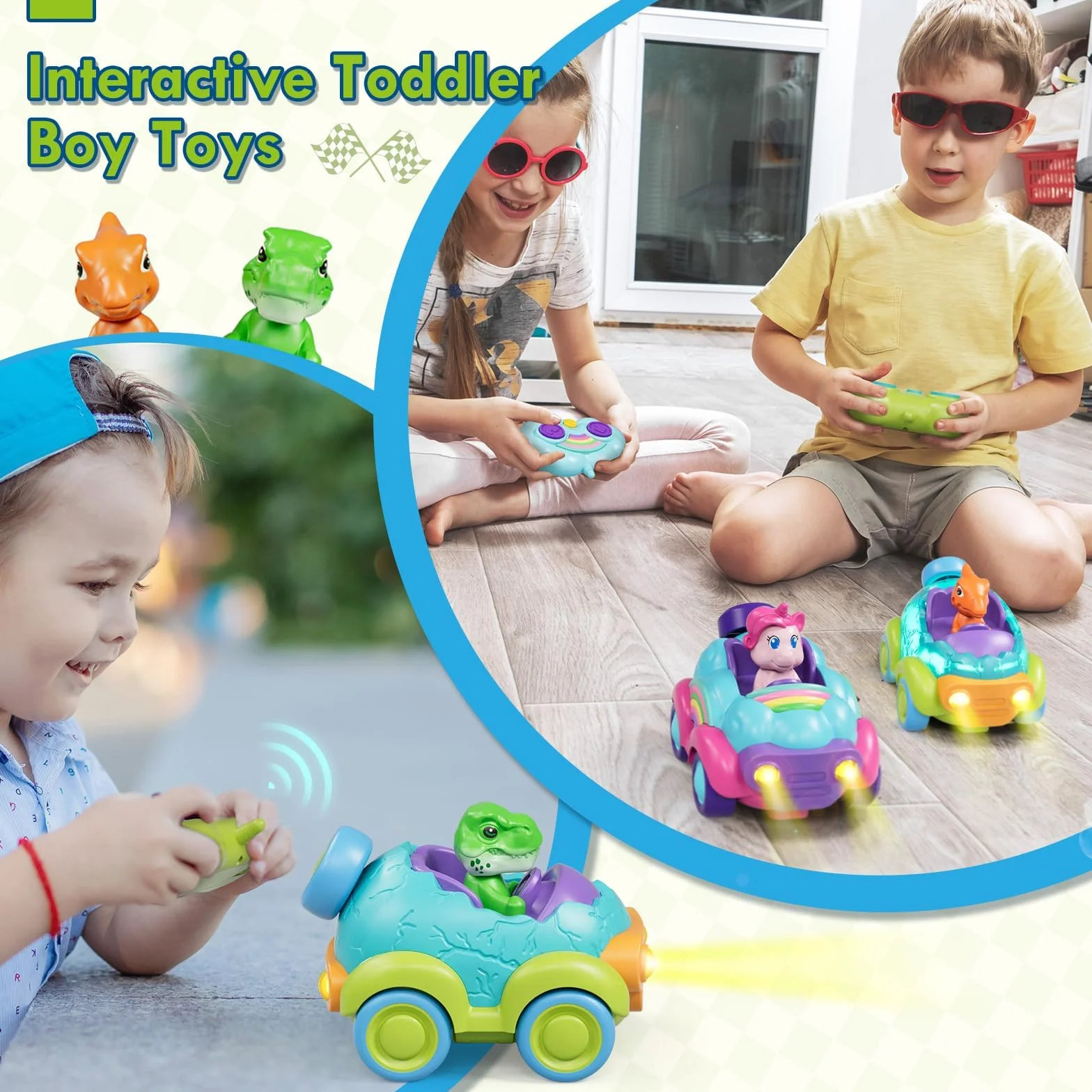 Lehoo Castle Coche Teledirigido Niños 3 Años, Dinosaurios Juguetes con Luces y Música, Juguete Niño 3 4 5 6 7 Años