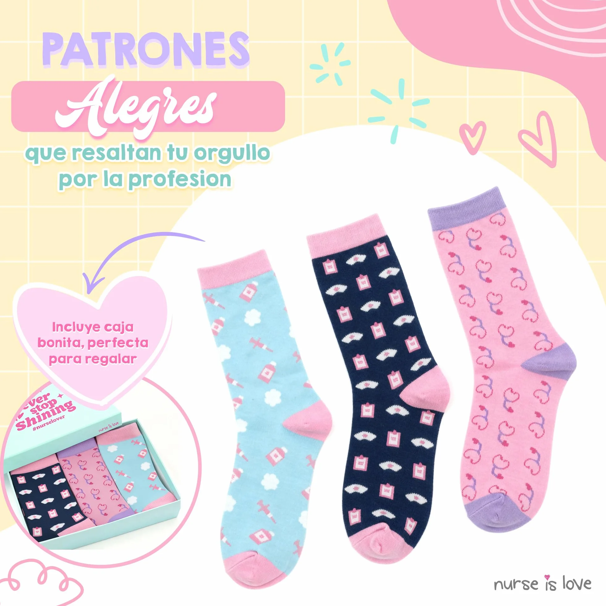 Calcetines Mujer Divertidos para Enfermeras TCAE Medicos Vet Ajusta Con Zuecos Sanitarios Regalos Originales Accesorios Enfermeria