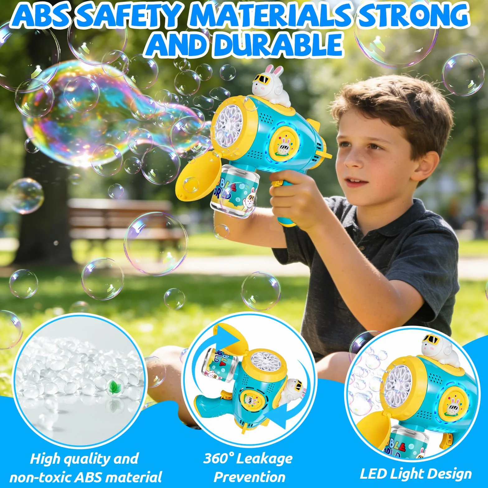 Pistola de Burbujas, Máquina Automática de Burbujas para Niños, 10000+ Burbujas por Min, Juguete de Pistola de Burbujas Recargable para Boda, cumpleaños, Fiesta, Pascua (Azul)